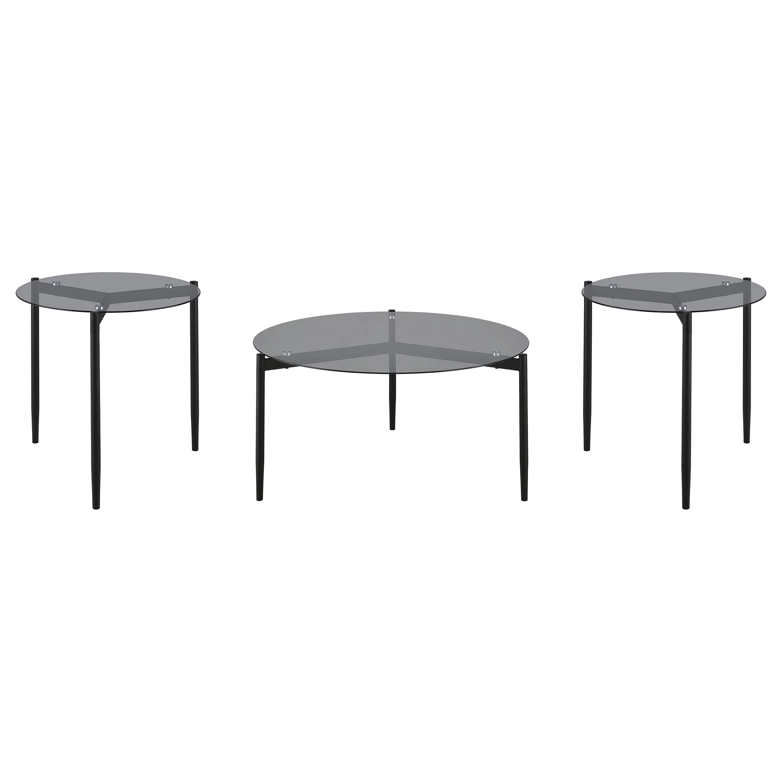Rosalie Round Coffee and End Table Set Grey - Image 6
