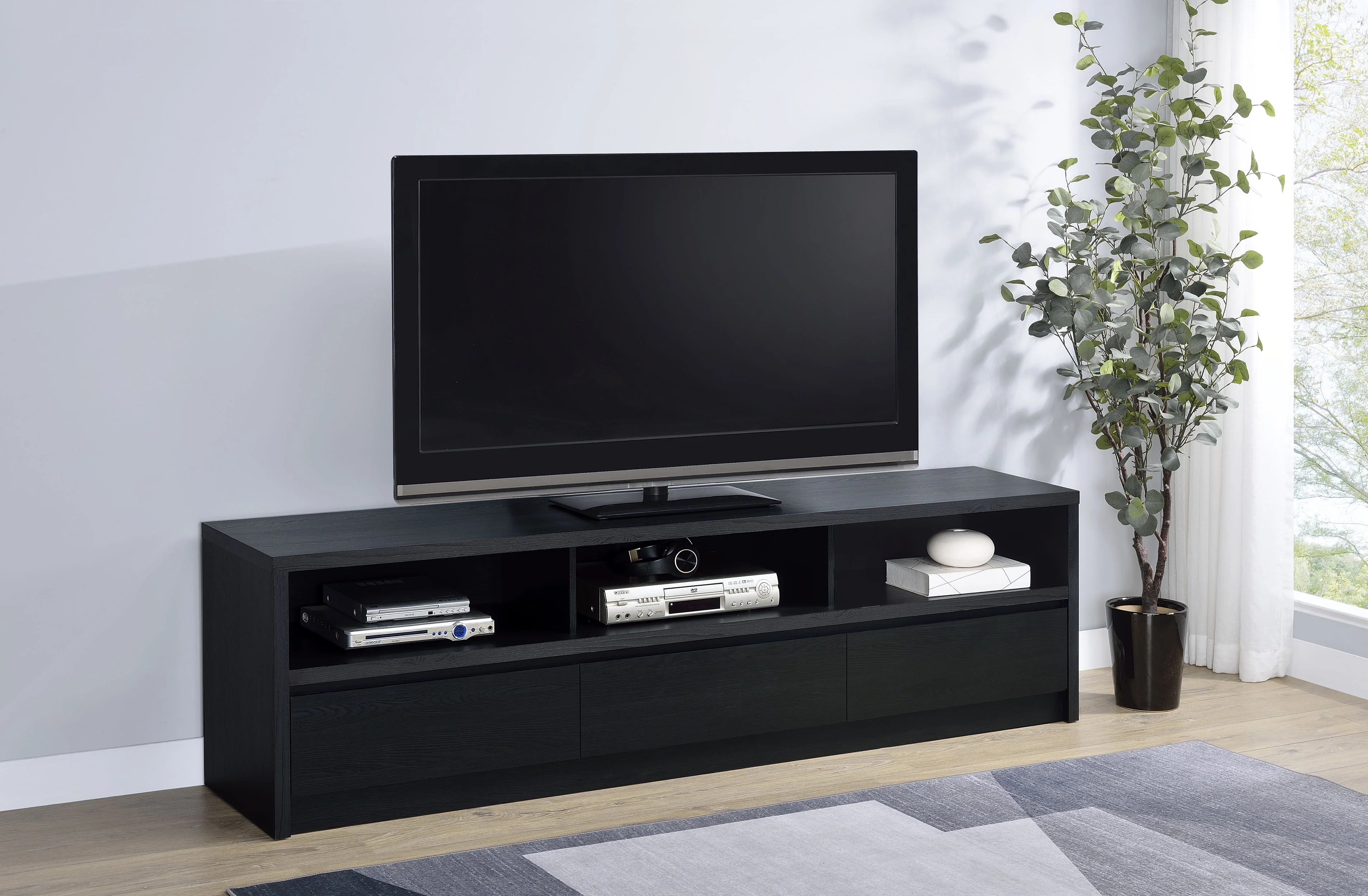 Rutland 78-inch 3-drawer TV Stand Media Console Black - Image 3