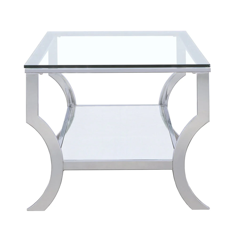 Saide Rectangular Glass Top Coffee Table Chrome - Image 6