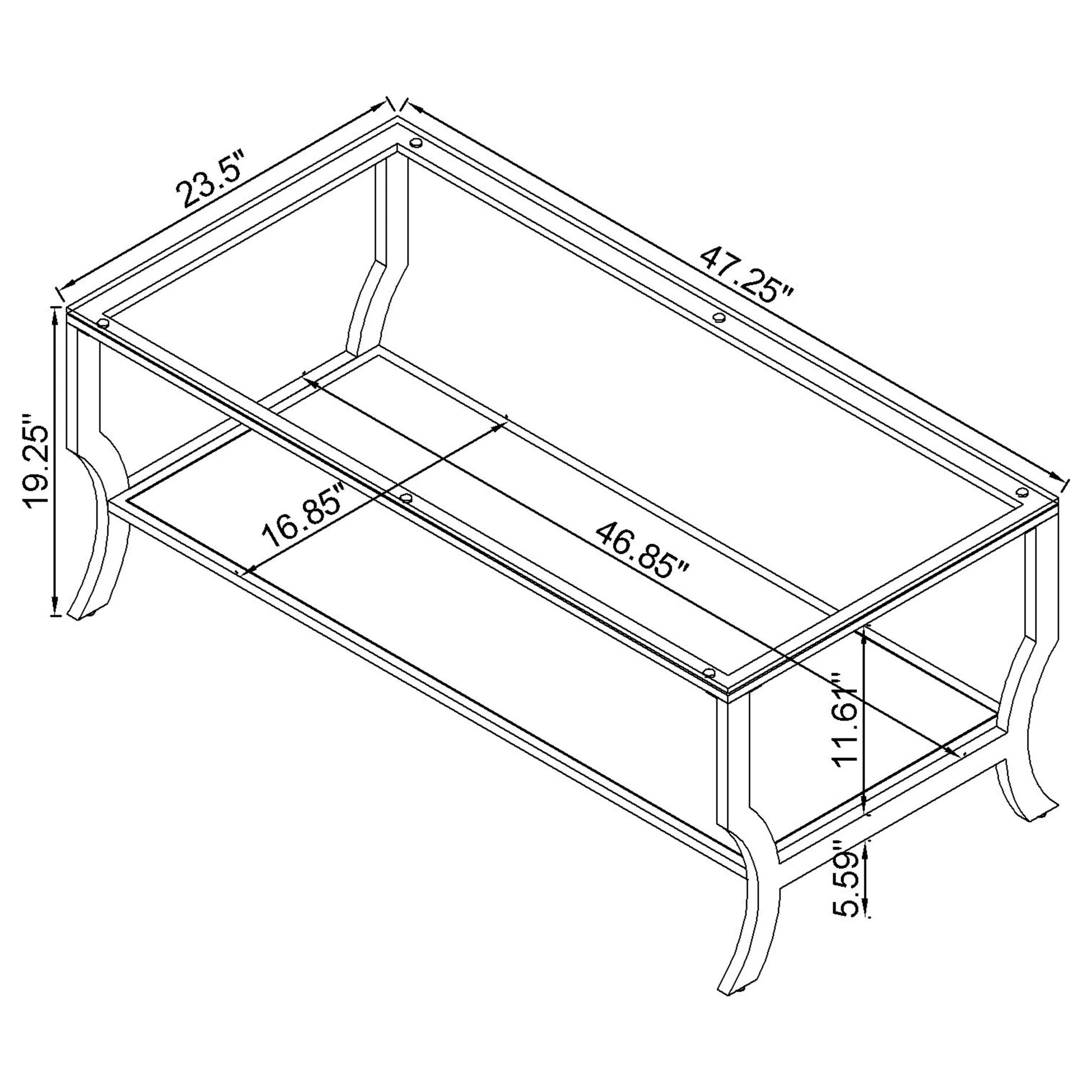 Saide Rectangular Glass Top Coffee Table Chrome - Image 7