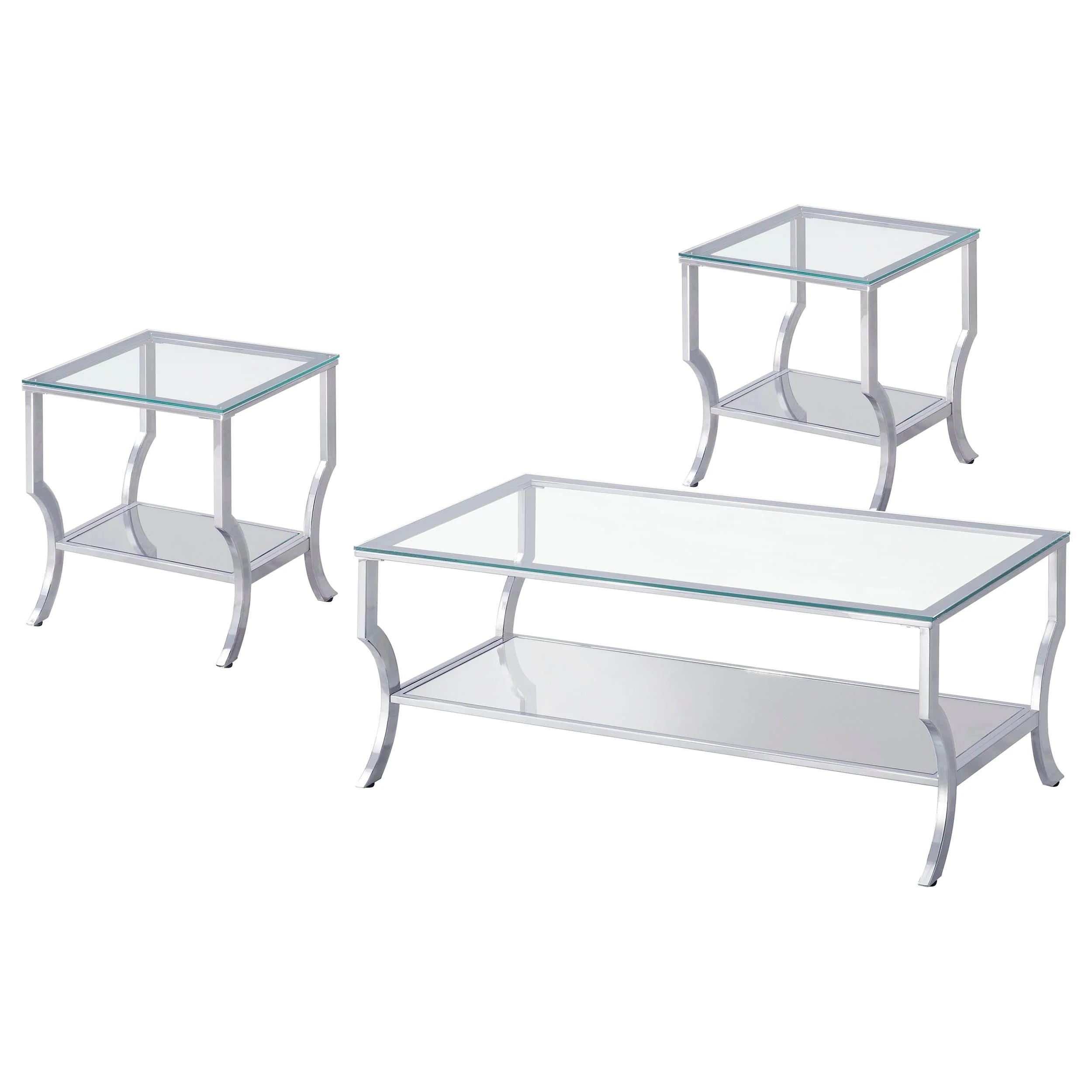 Saide Glass Top Coffee and End Table Set Chrome - Image 6