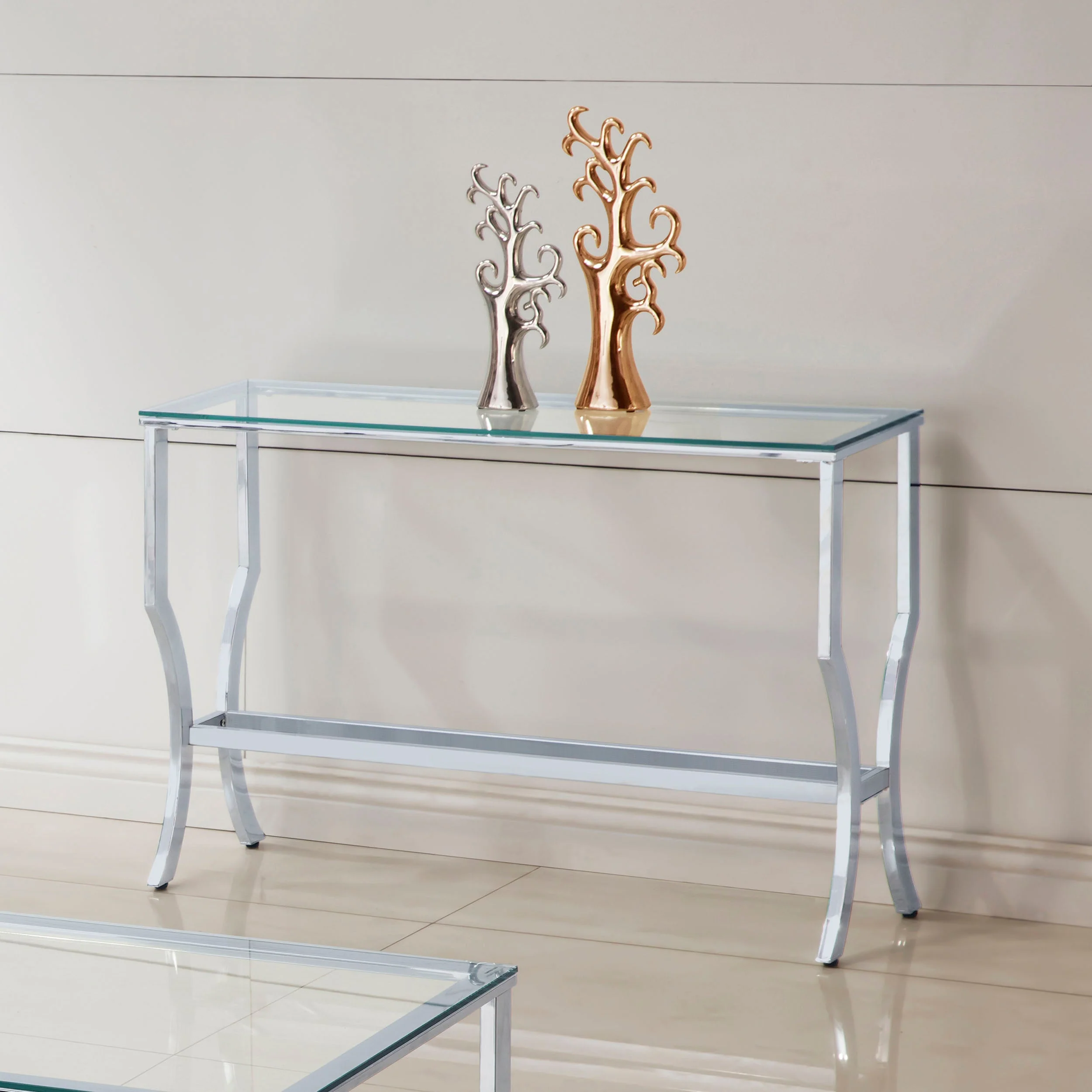 Saide Rectangular Glass Top Entryway Console Table Chrome - Image 3