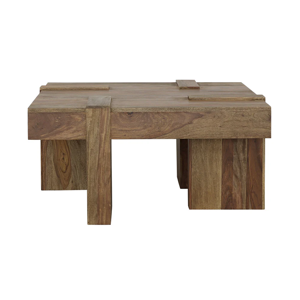 Samira Square Solid Wood Coffee Table Natural Sheesham - Image 6