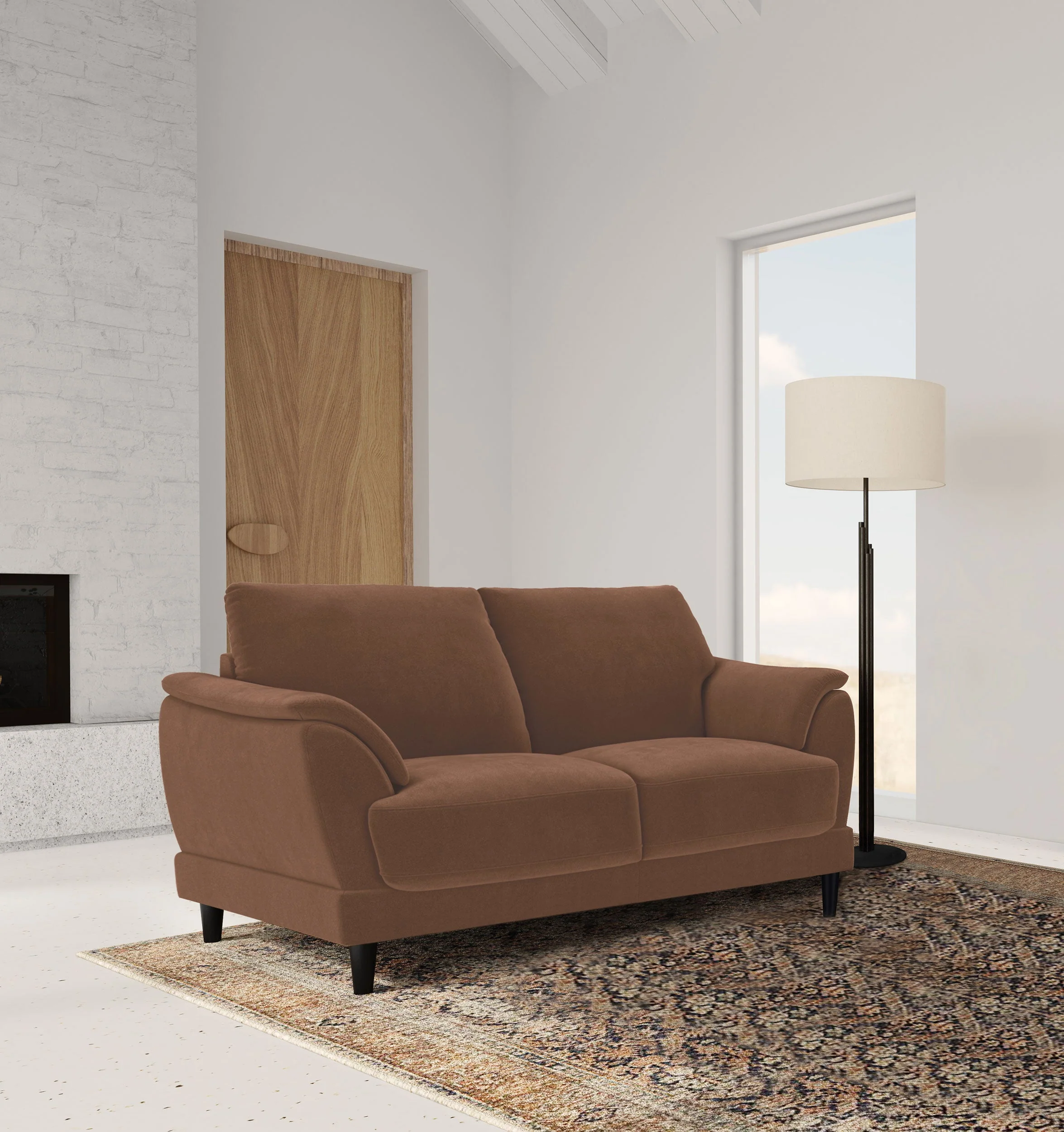 Selma Velvet Upholstered Crescent Arm Loveseat Rust - Image 3