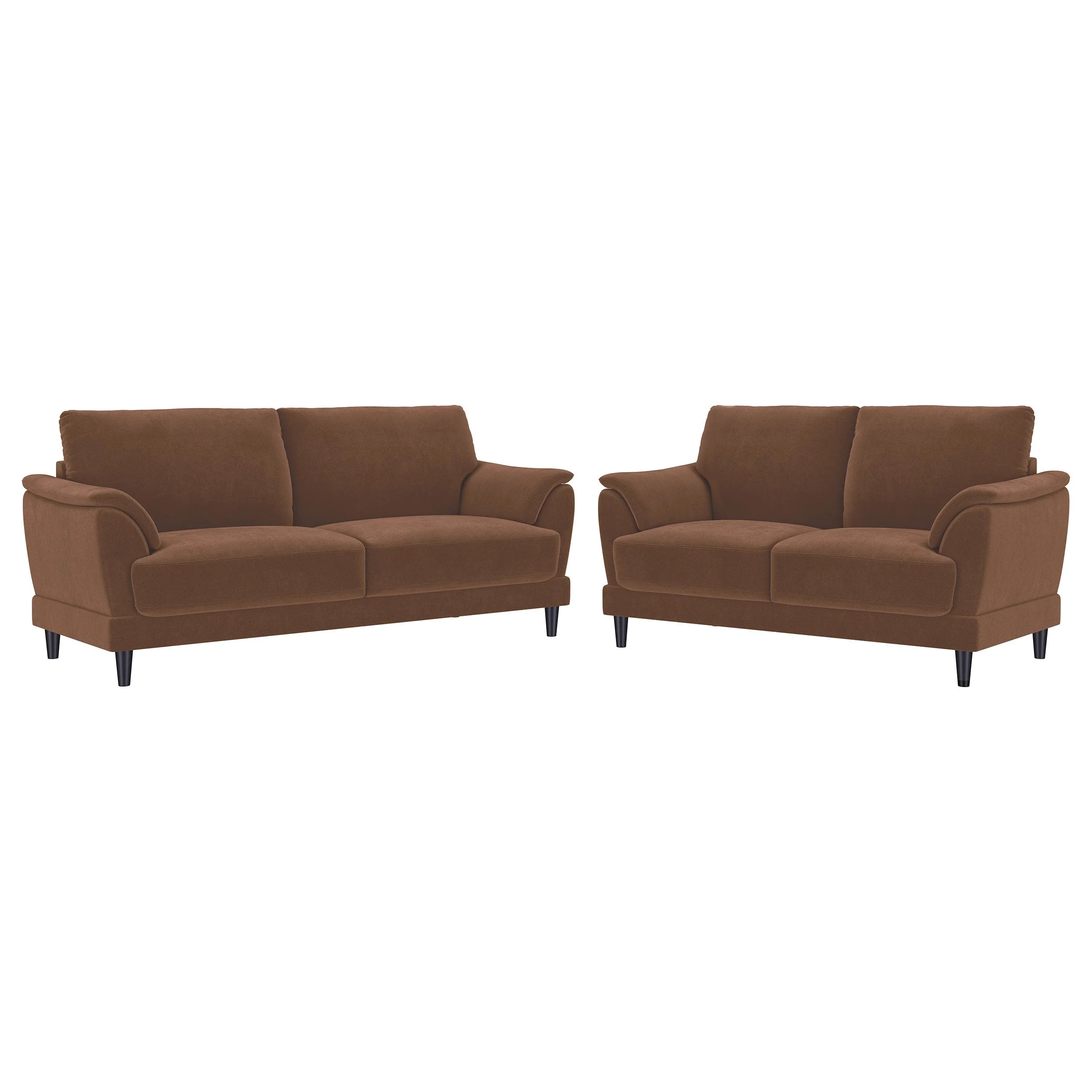 Selma 2-piece Velvet Upholstered Crescent Arm Sofa Set Rust - Image 3