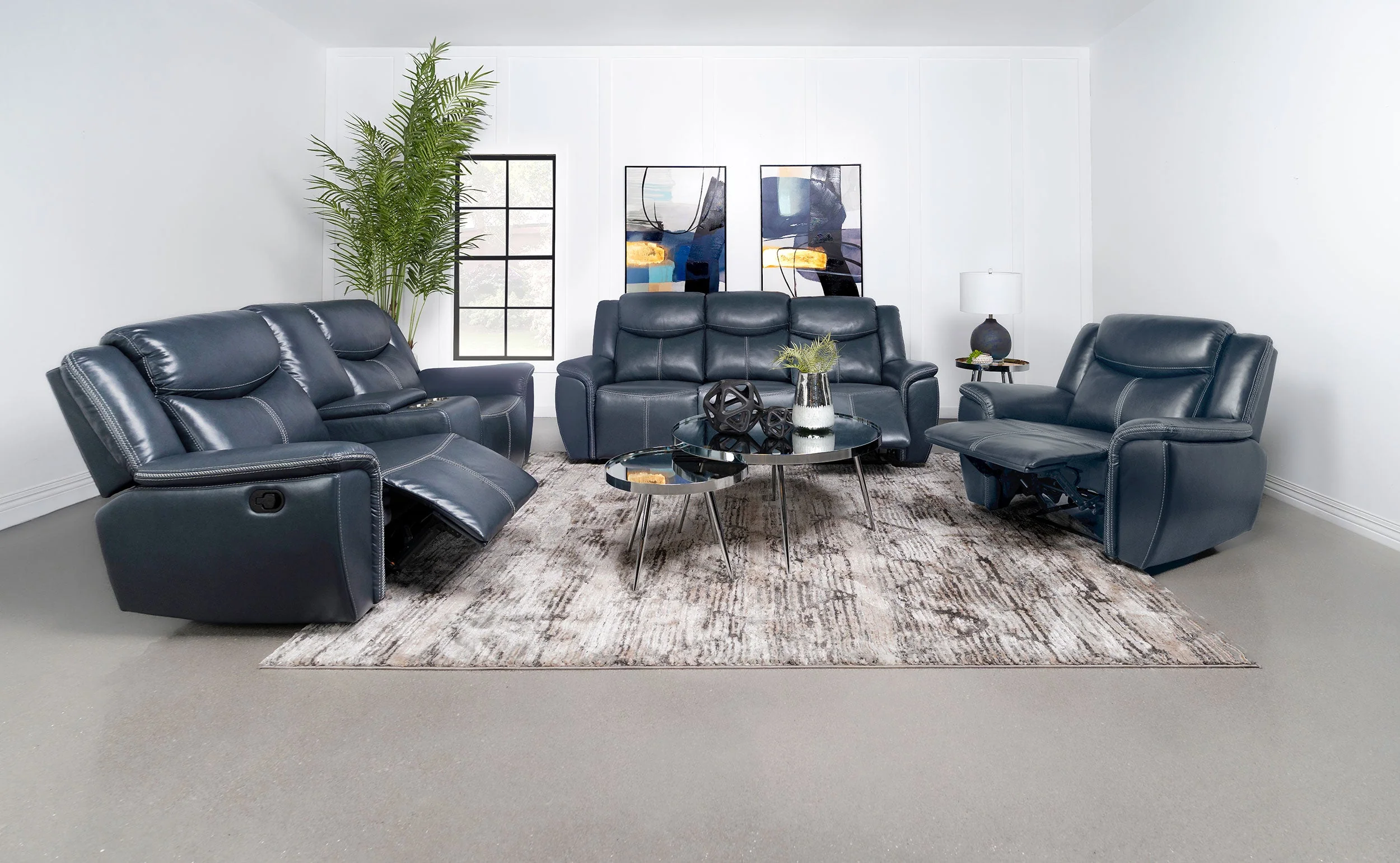 Sloane Upholstered Padded Arm Recliner Chair Blue - Image 11