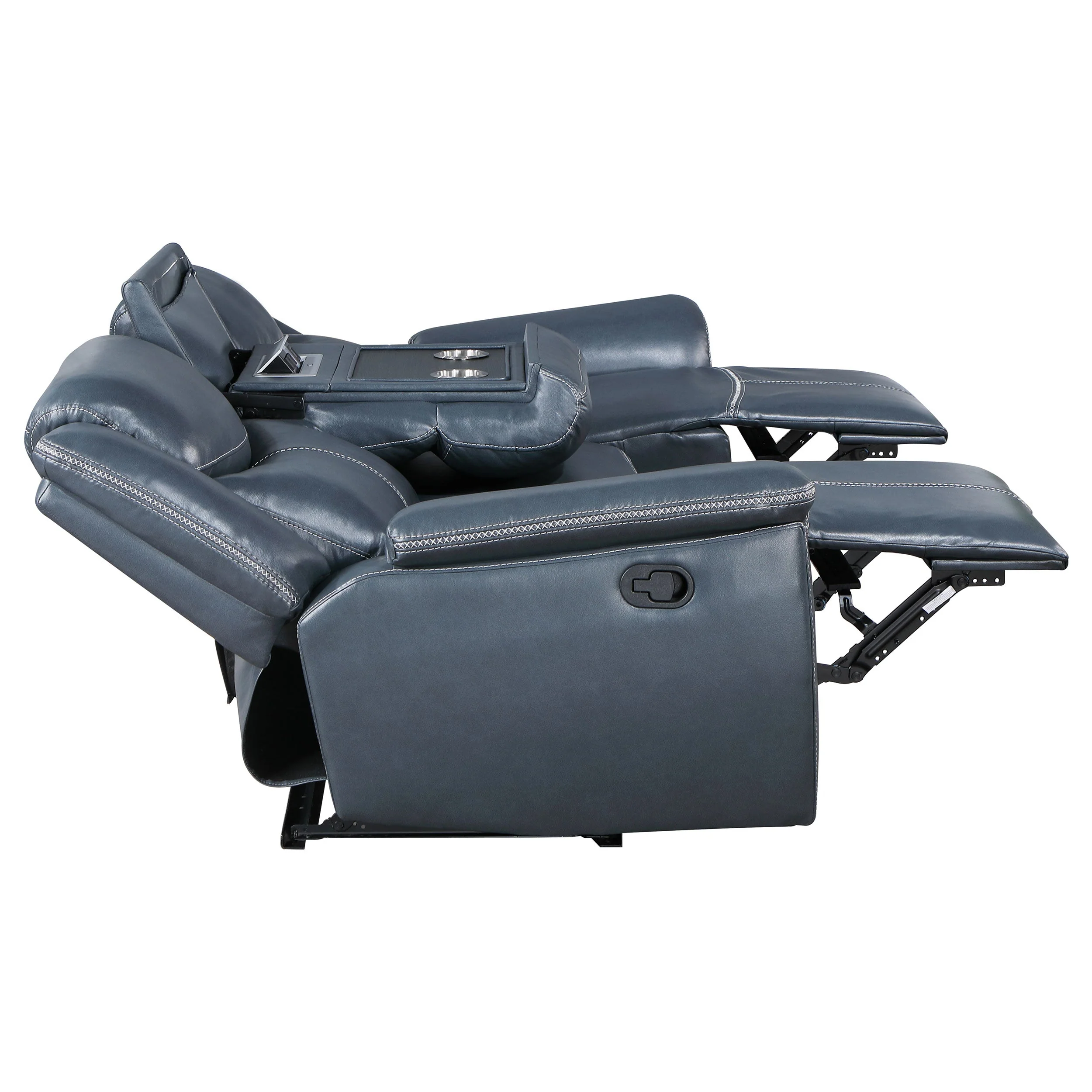 Sloane Upholstered Padded Arm Reclining Sofa Blue - Image 8