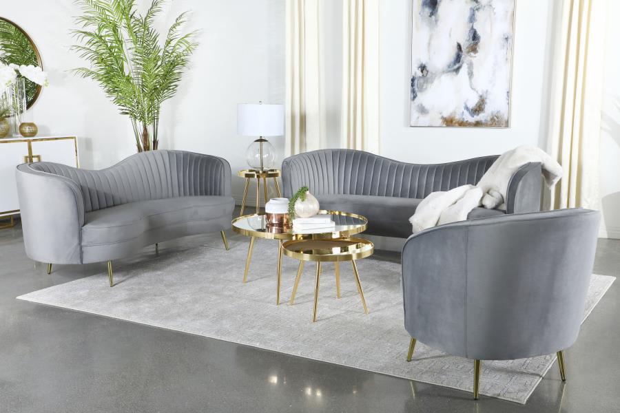 Sophia Upholstered Channel Tufted Sofa Set - Image 2