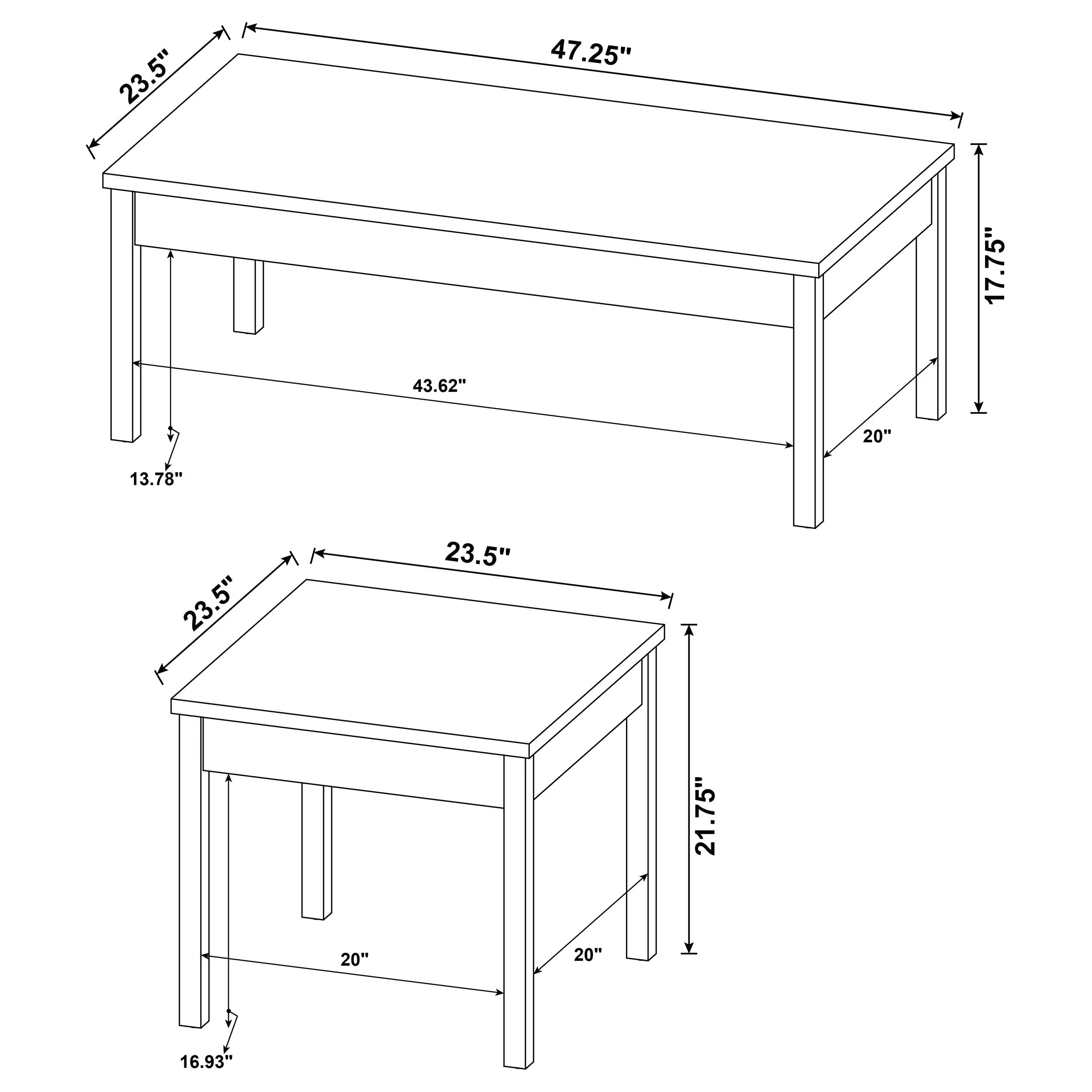 Stacie 3-piece Coffee Table Set Distressed Pine and White - Image 11
