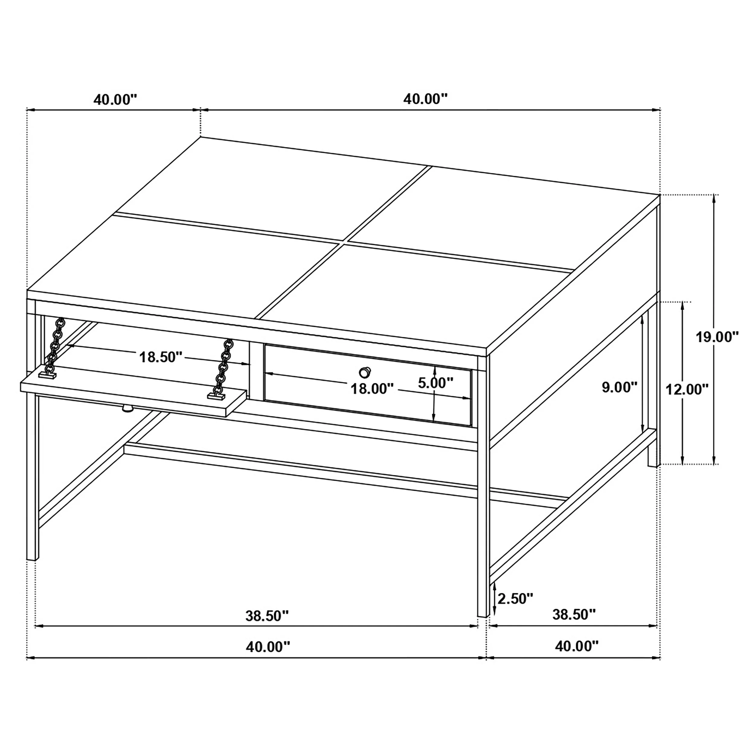 Stephie 4-drawer Square Glass Top Coffee Table Honey Brown - Image 10