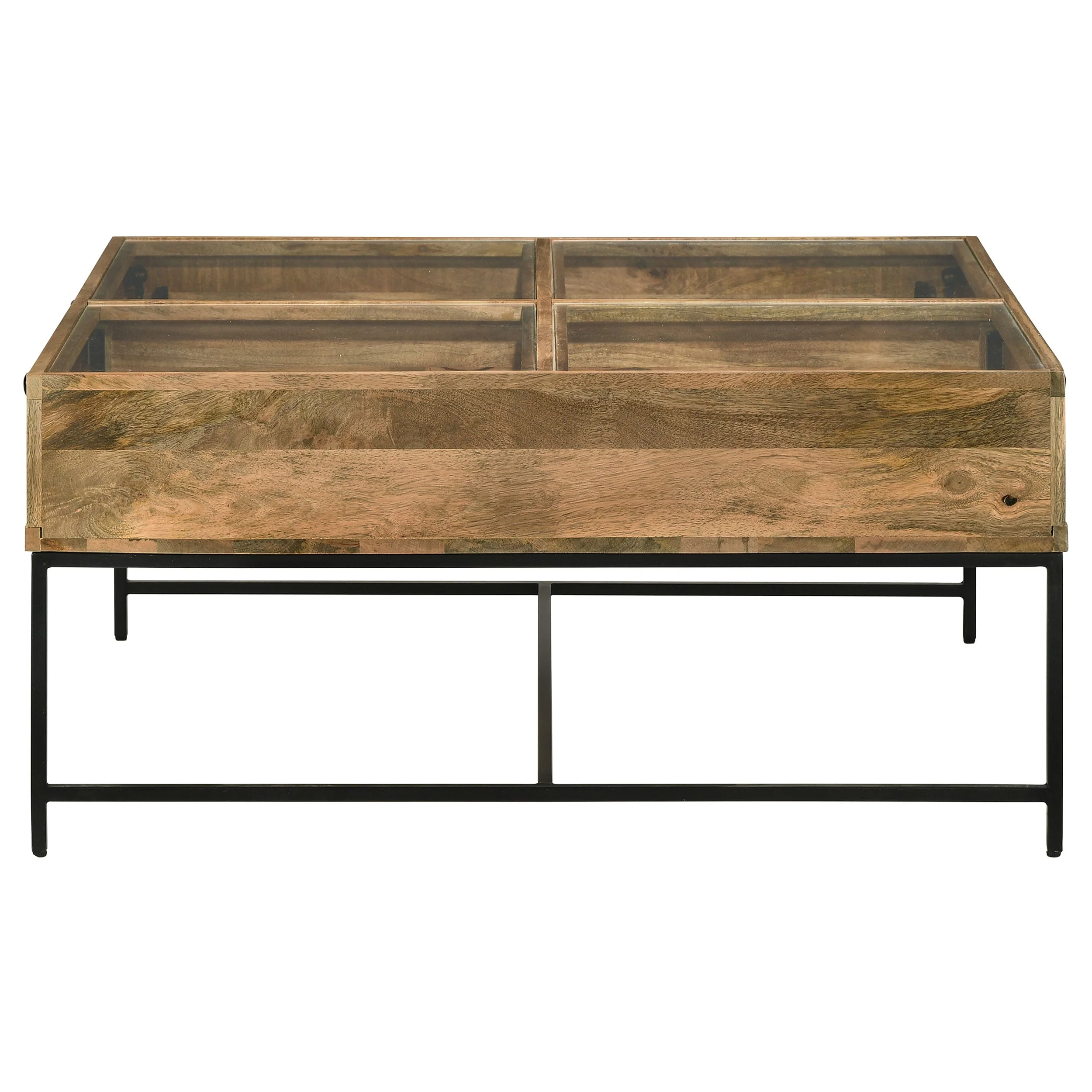 Stephie 4-drawer Square Glass Top Coffee Table Honey Brown - Image 7