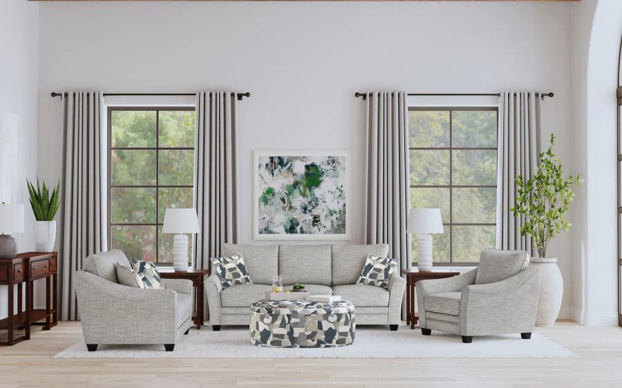 Tomkins Boucle Upholstered Sofa Set Light Grey