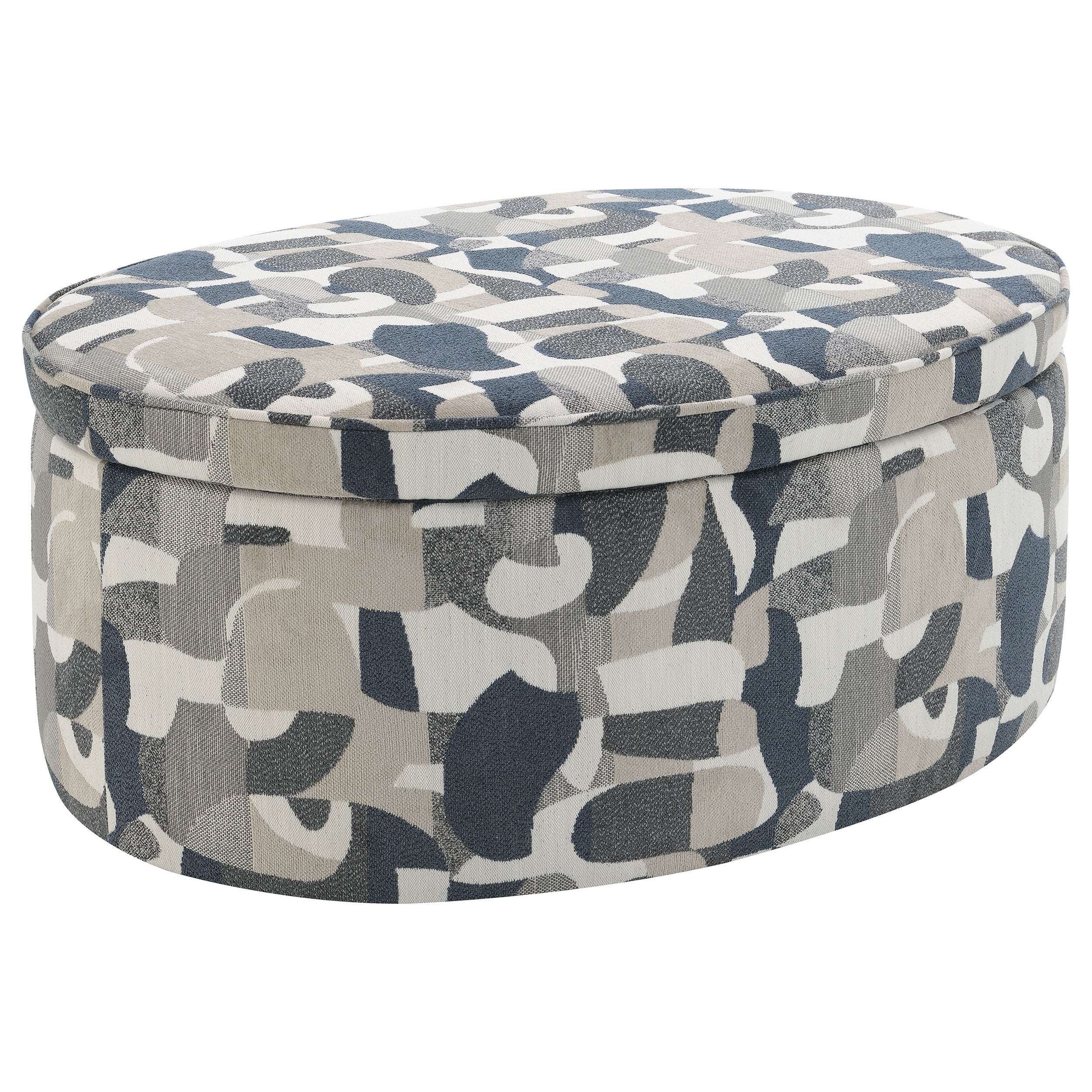 Tomkins Oval Upholstered Storage Ottoman Indigo Blue - Image 2