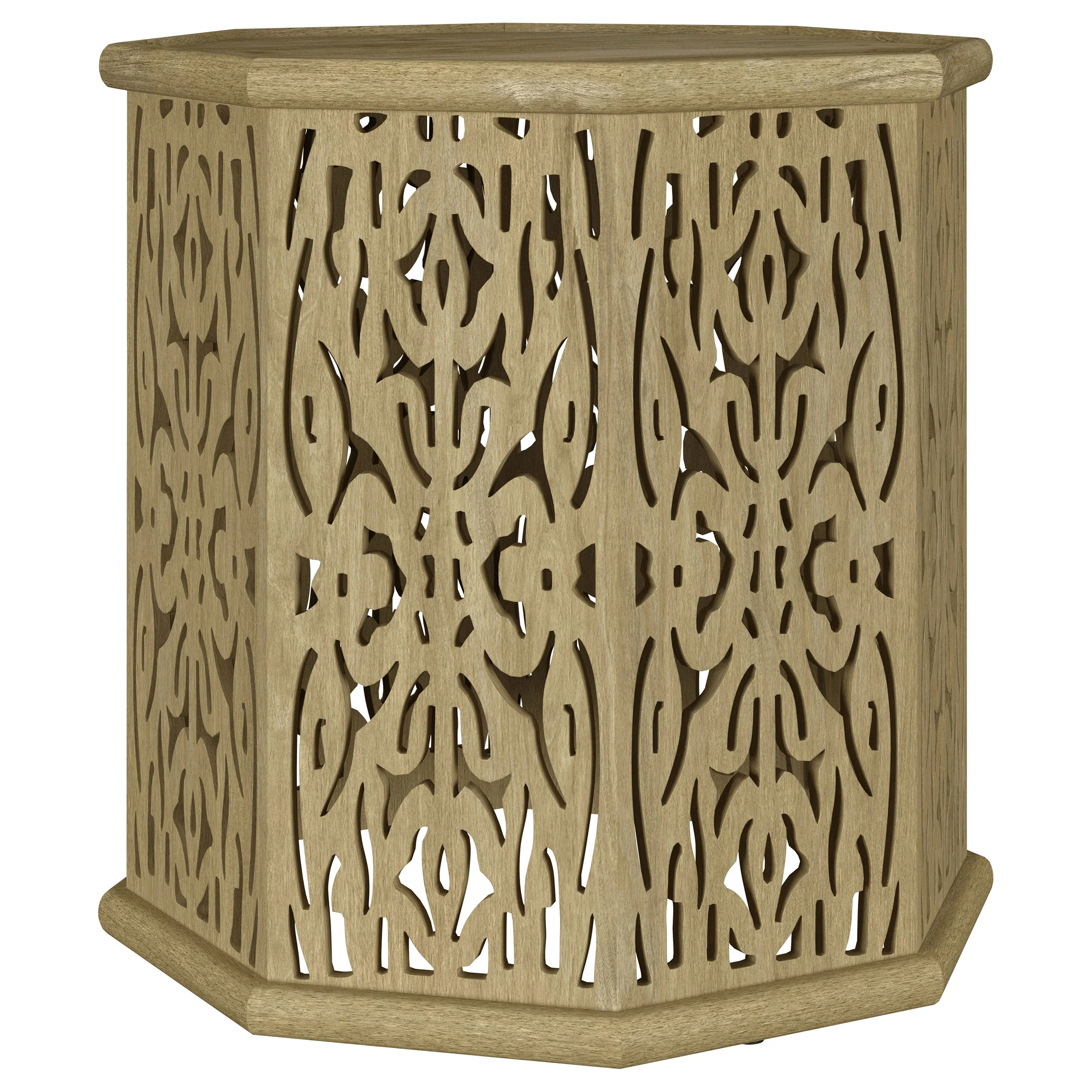Torres Octagonal Solid Mango Wood Side Table Natural Brown - Image 2