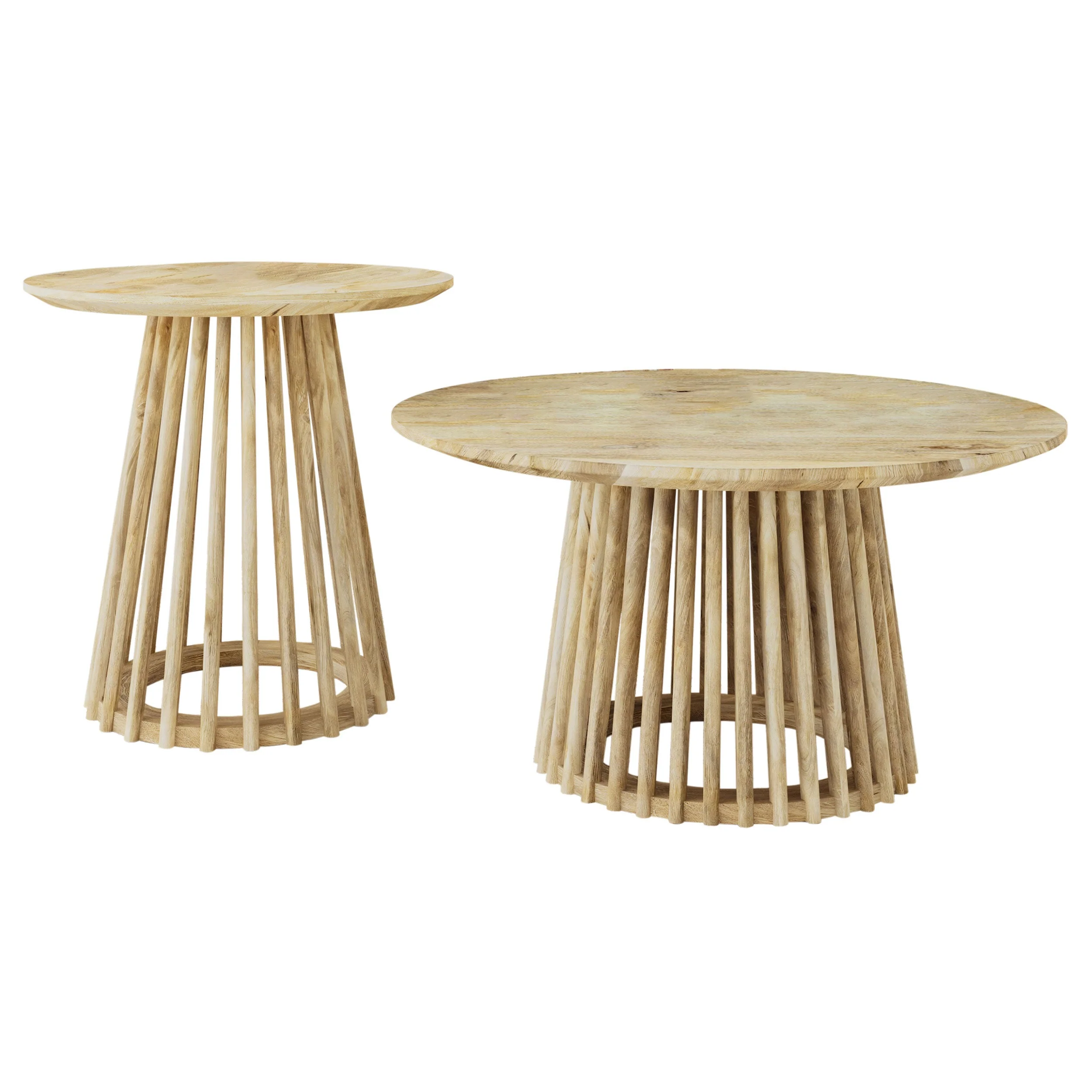 Touhy Round Coffee and End Table Set Natural Mango - Image 5