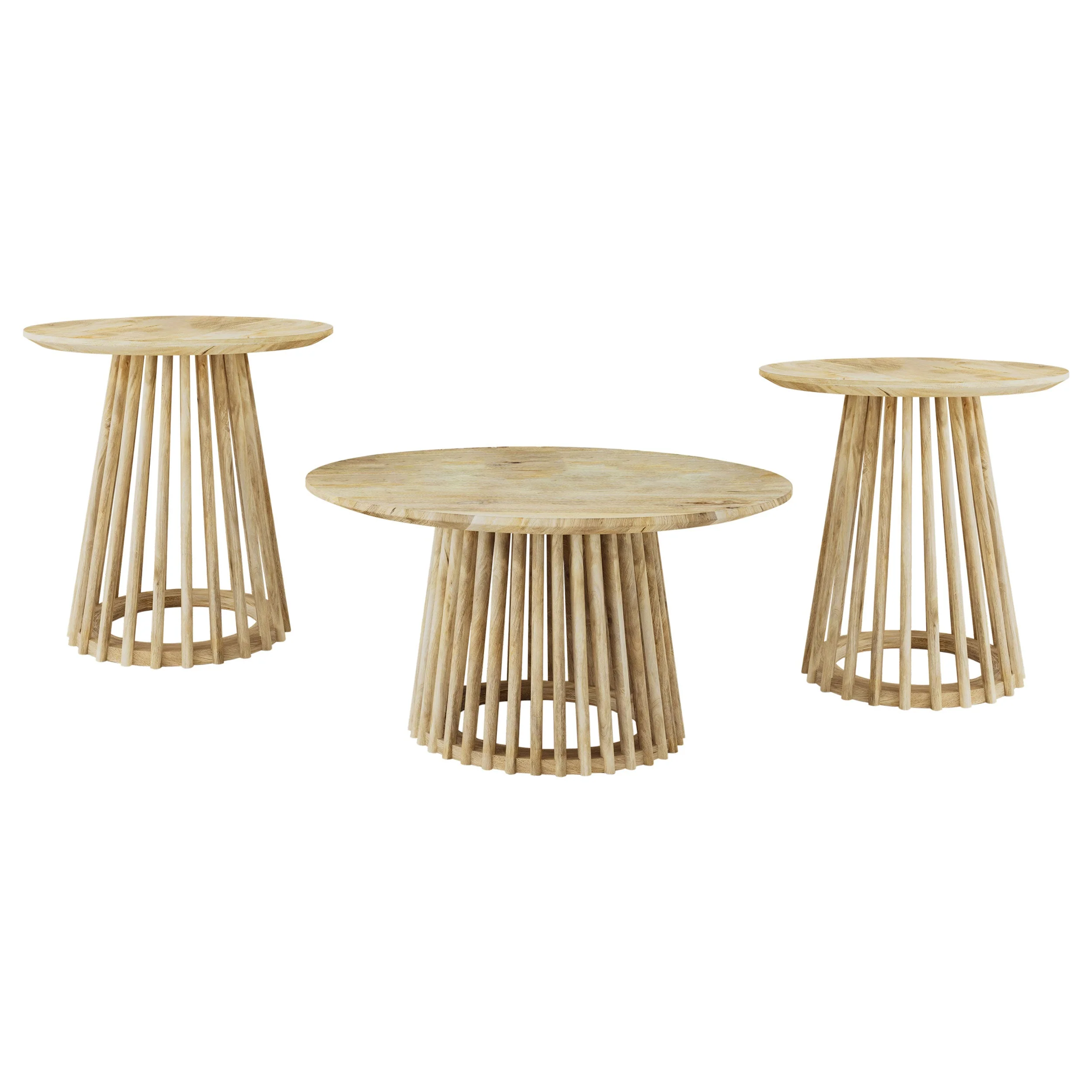 Touhy Round Coffee and End Table Set Natural Mango - Image 6