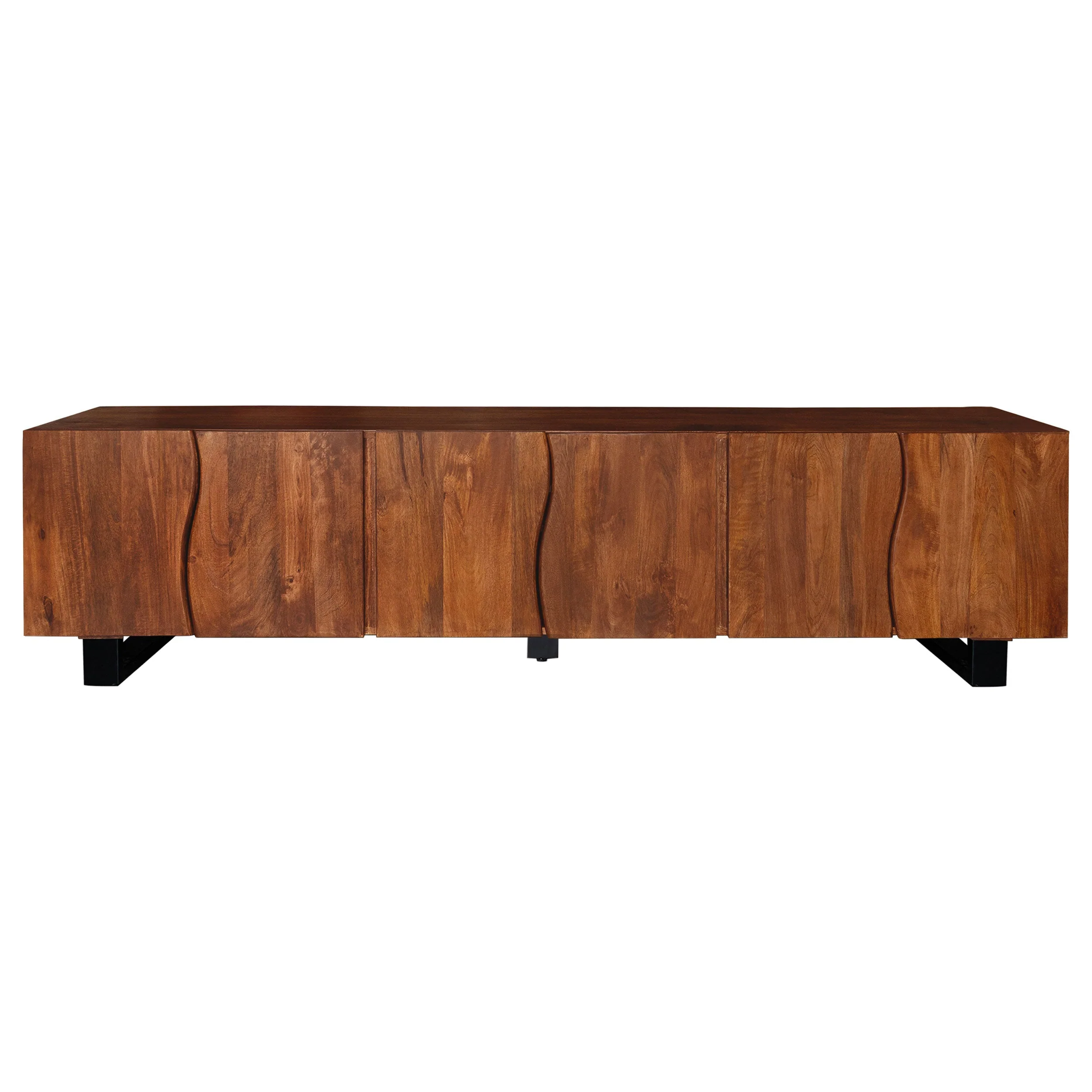 Trask 86-inch Wood TV Stand Media Console Mango Brown - Image 5