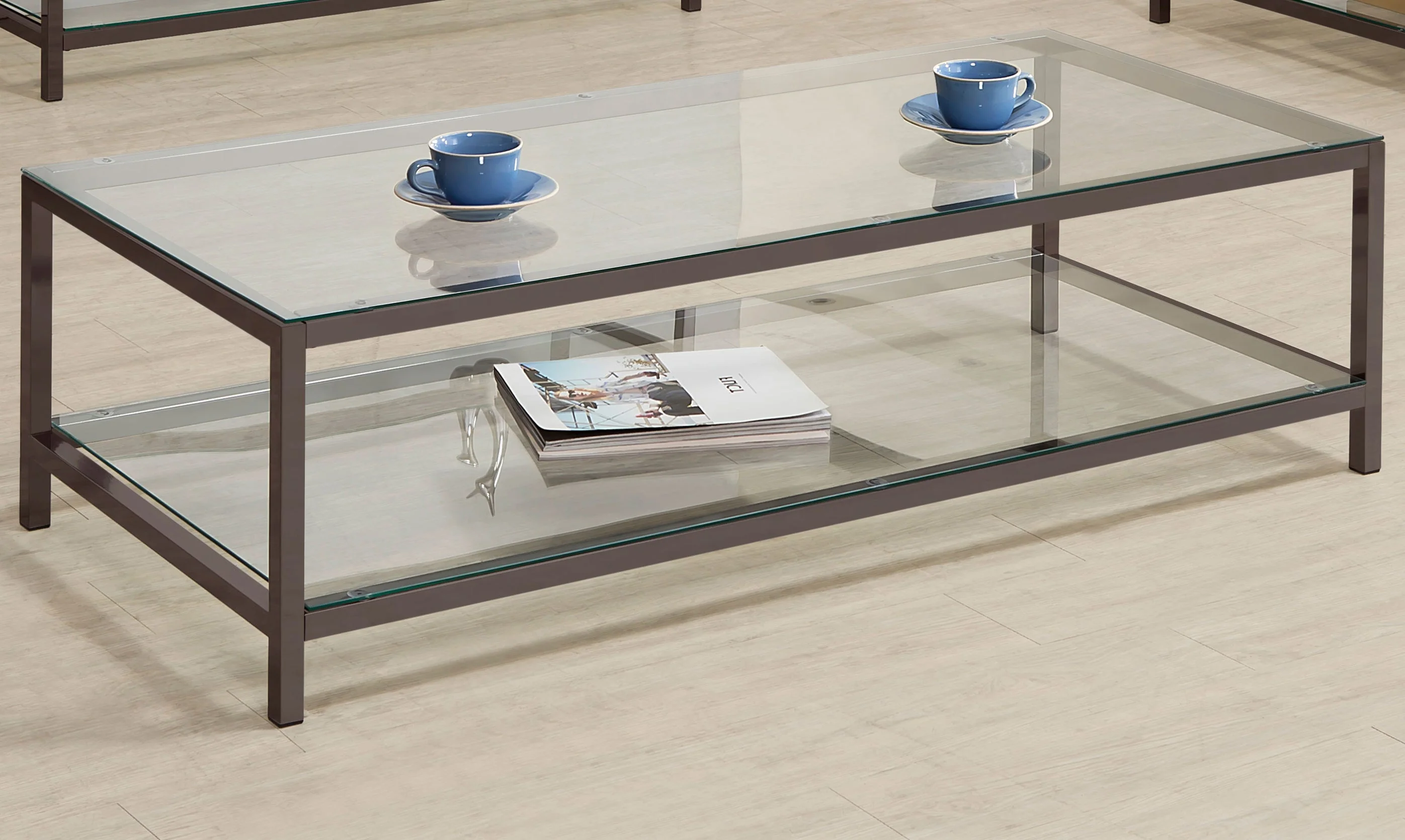 Trini 1-shelf Glass Top Coffee Table Black Nickel - Image 3