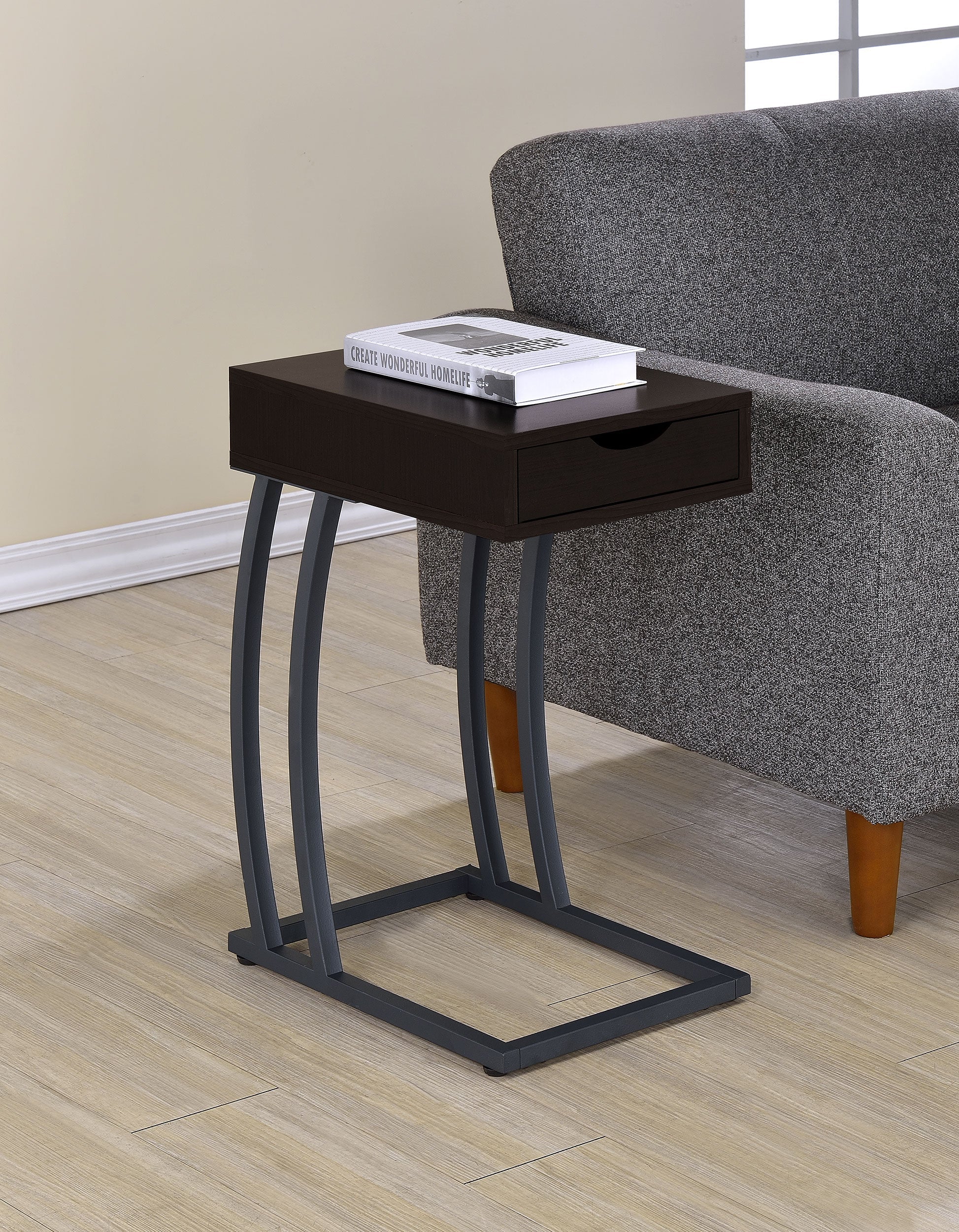 Troy 1-drawer C-Shaped Side Table Power Outlet - Image 6