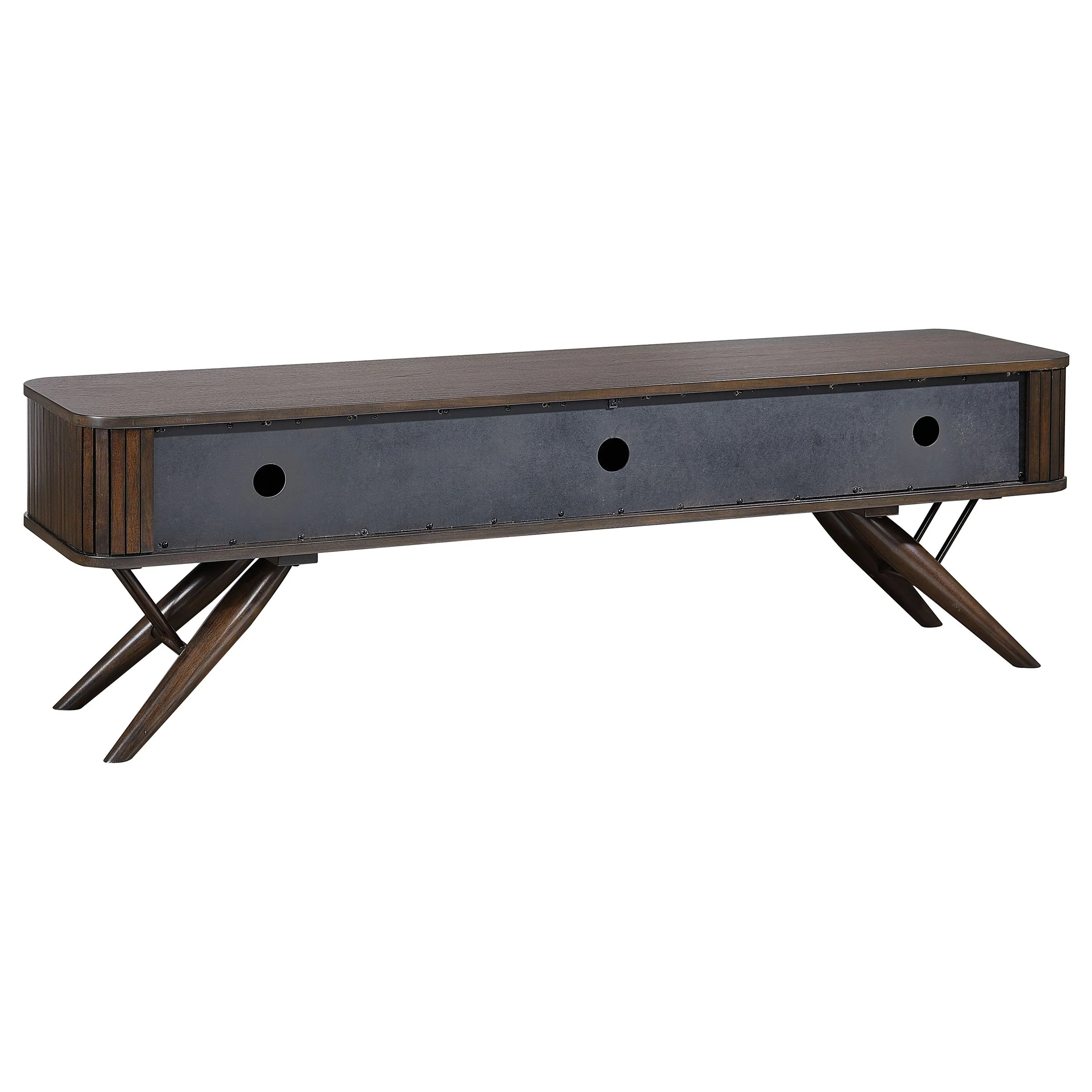 Valna Wood 71-inch TV Stand with Sliding Doors Walnut - Image 7