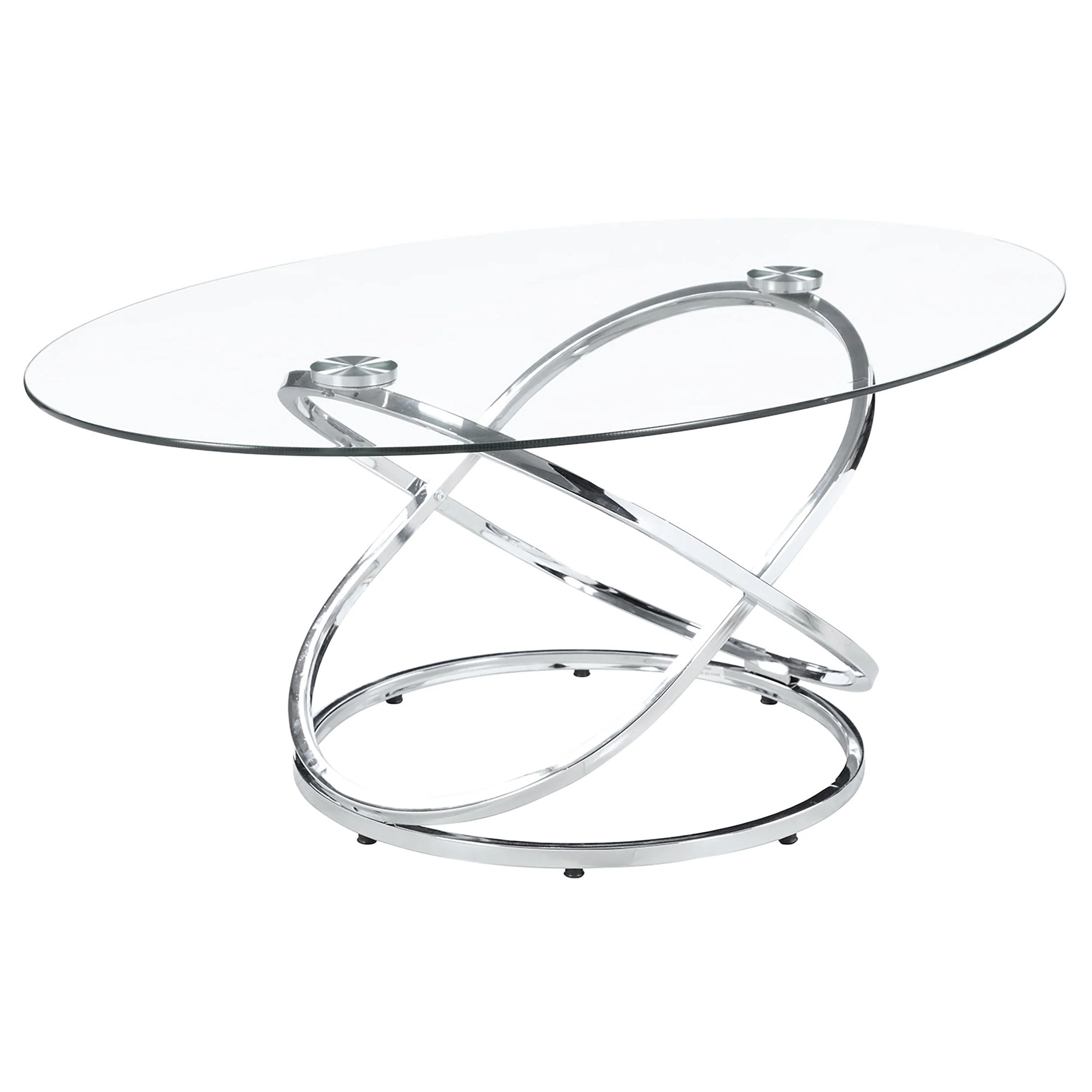 Warren 3-piece Oval Glass Top Coffee Table Set Chrome - Image 4