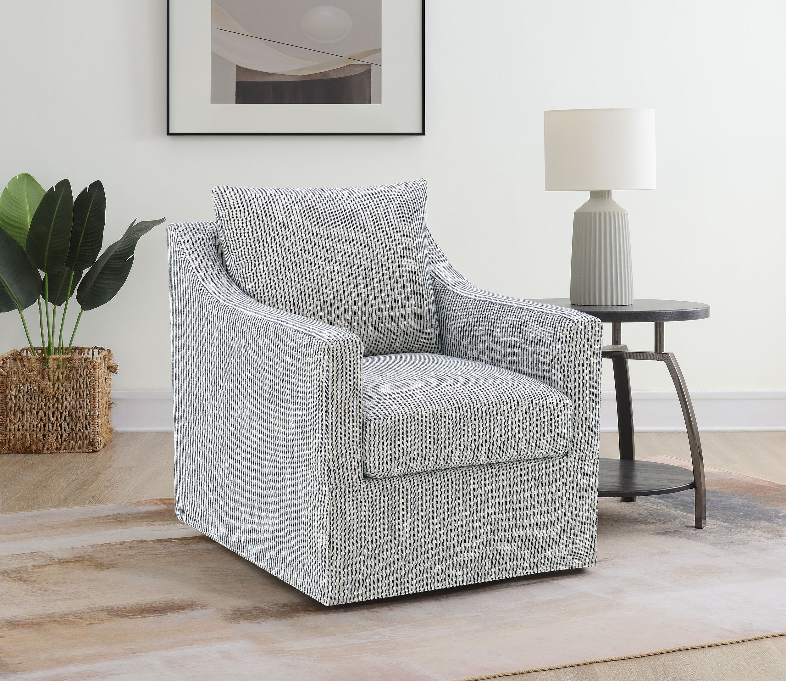 Winter Upholstered Sloped Arm Accent Swivel Chair - Image 6
