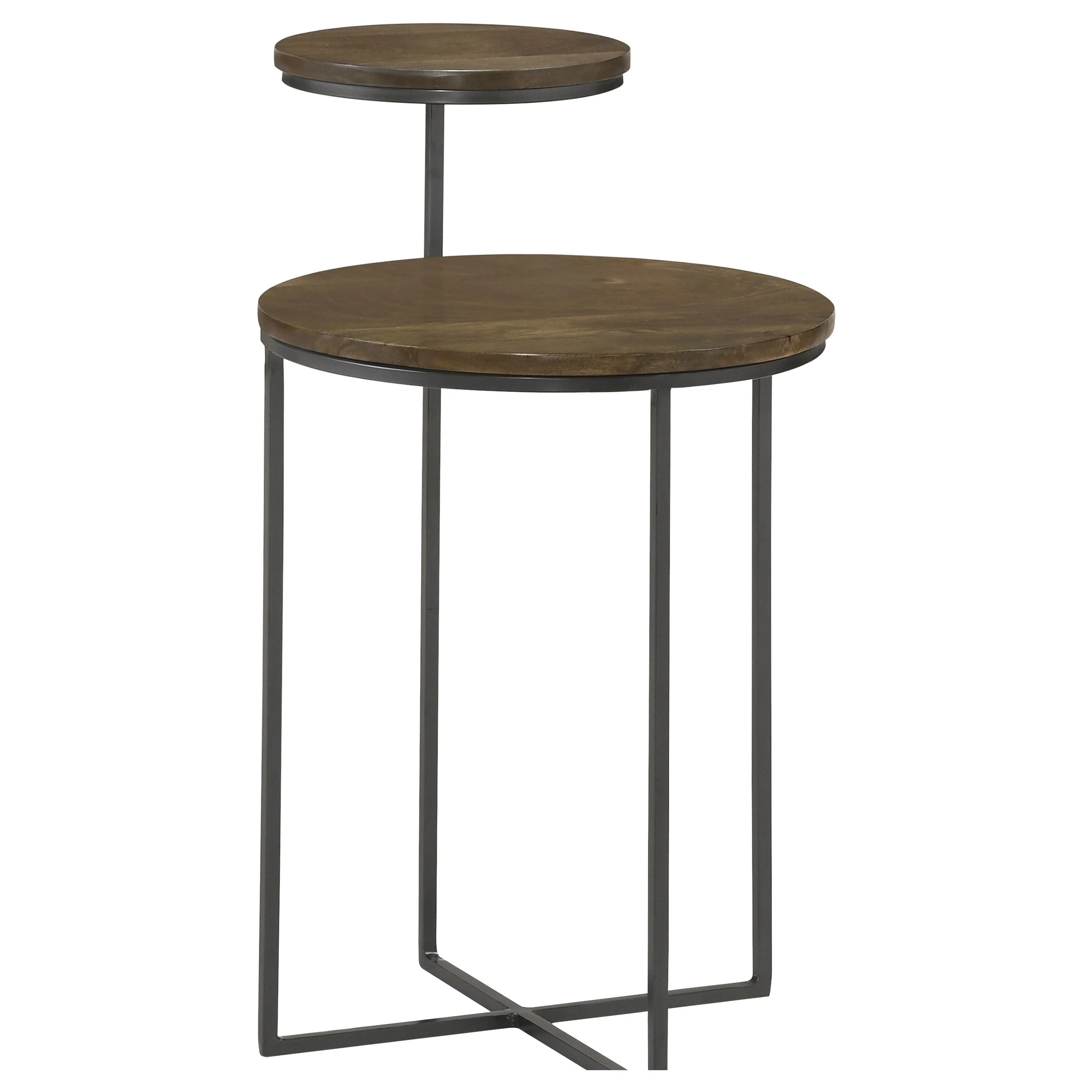 Yael Round Mango Wood Accent Side Table Natural and Gunmetal - Image 2