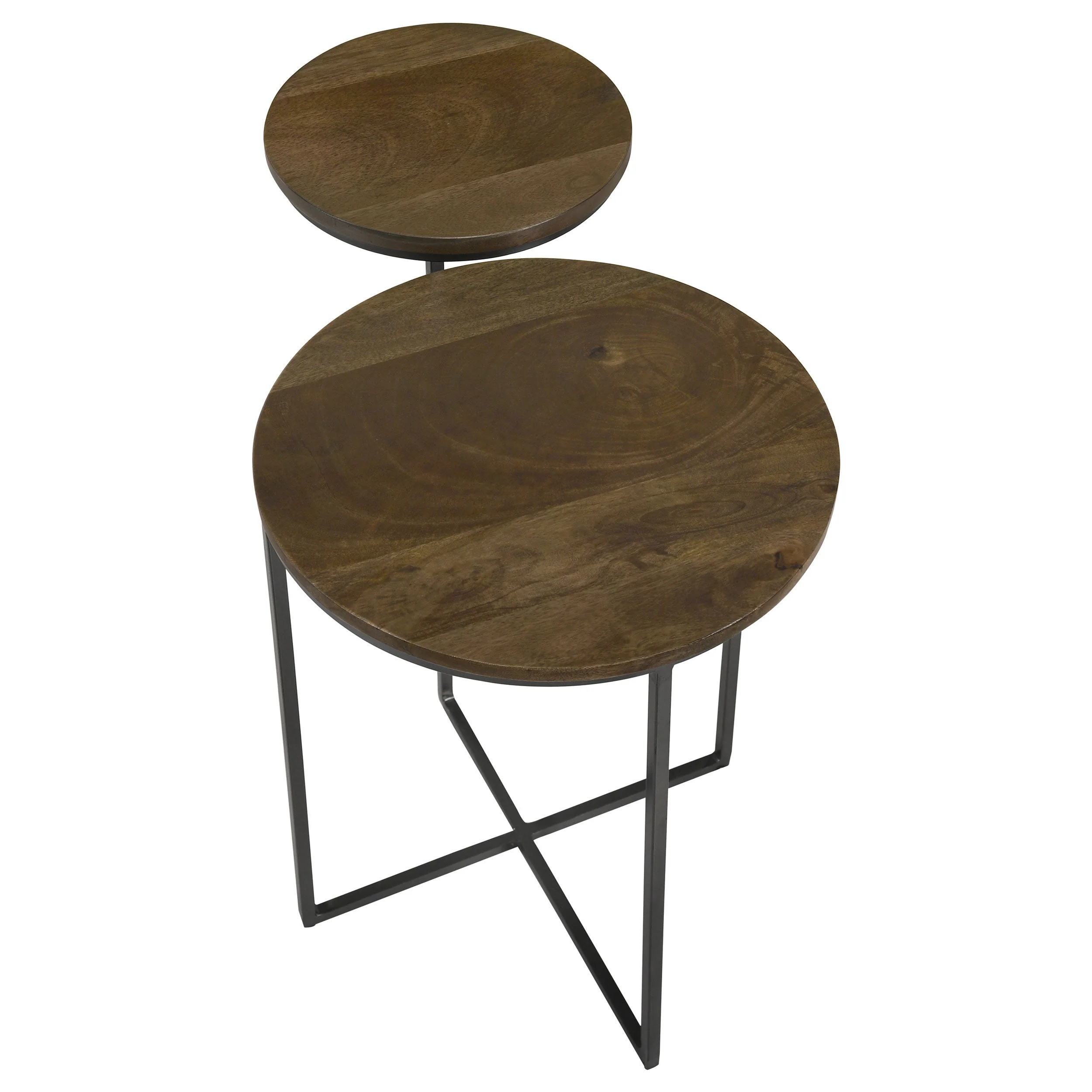 Yael Round Mango Wood Accent Side Table Natural and Gunmetal - Image 5