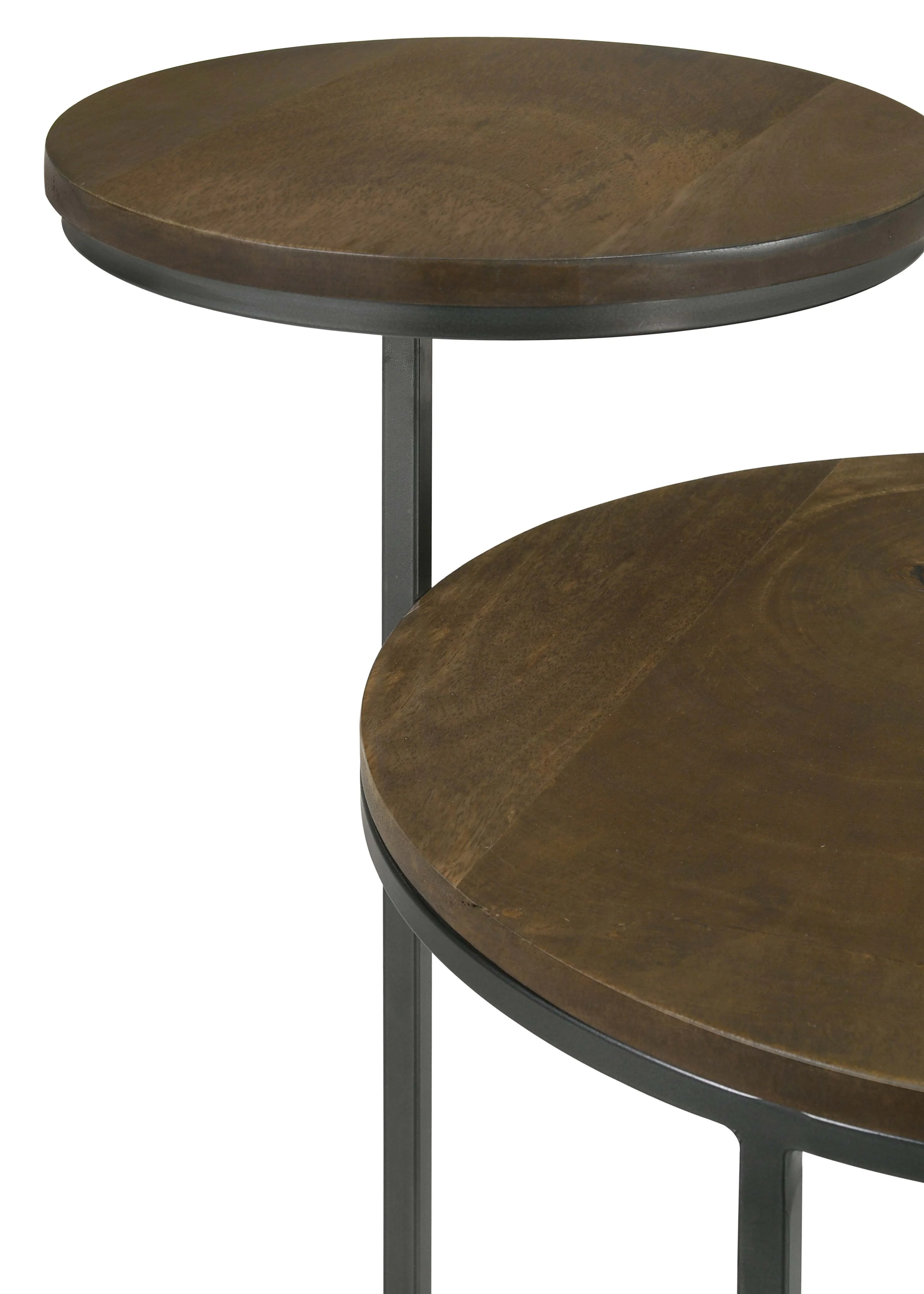 Yael Round Mango Wood Accent Side Table Natural and Gunmetal - Image 6