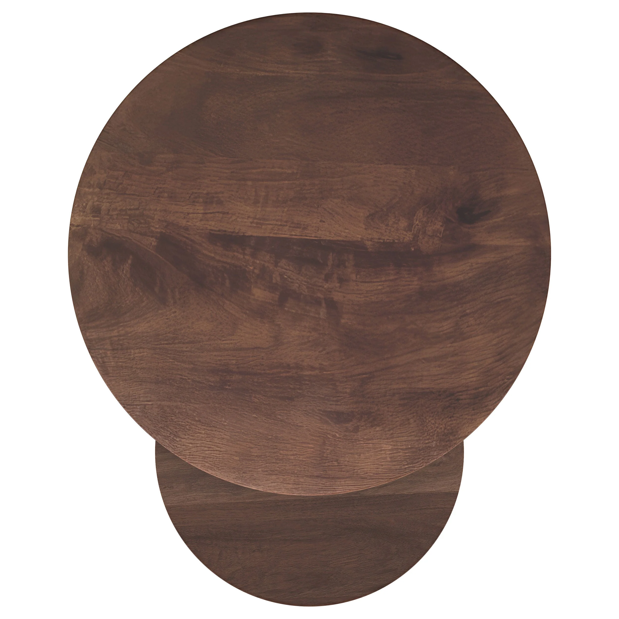 Yency 2-piece Round Mango Wood Nesting Table Set Dark Brown Mango - Image 6