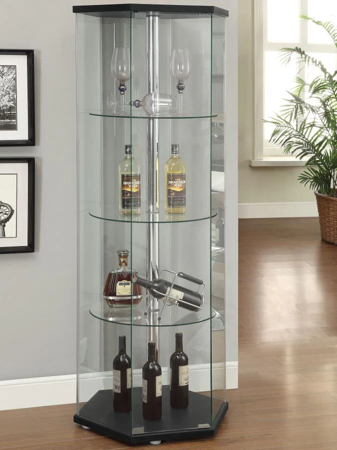 Zahavah 4-shelf Hexagonal Clear Glass Curio Cabinet - Image 2