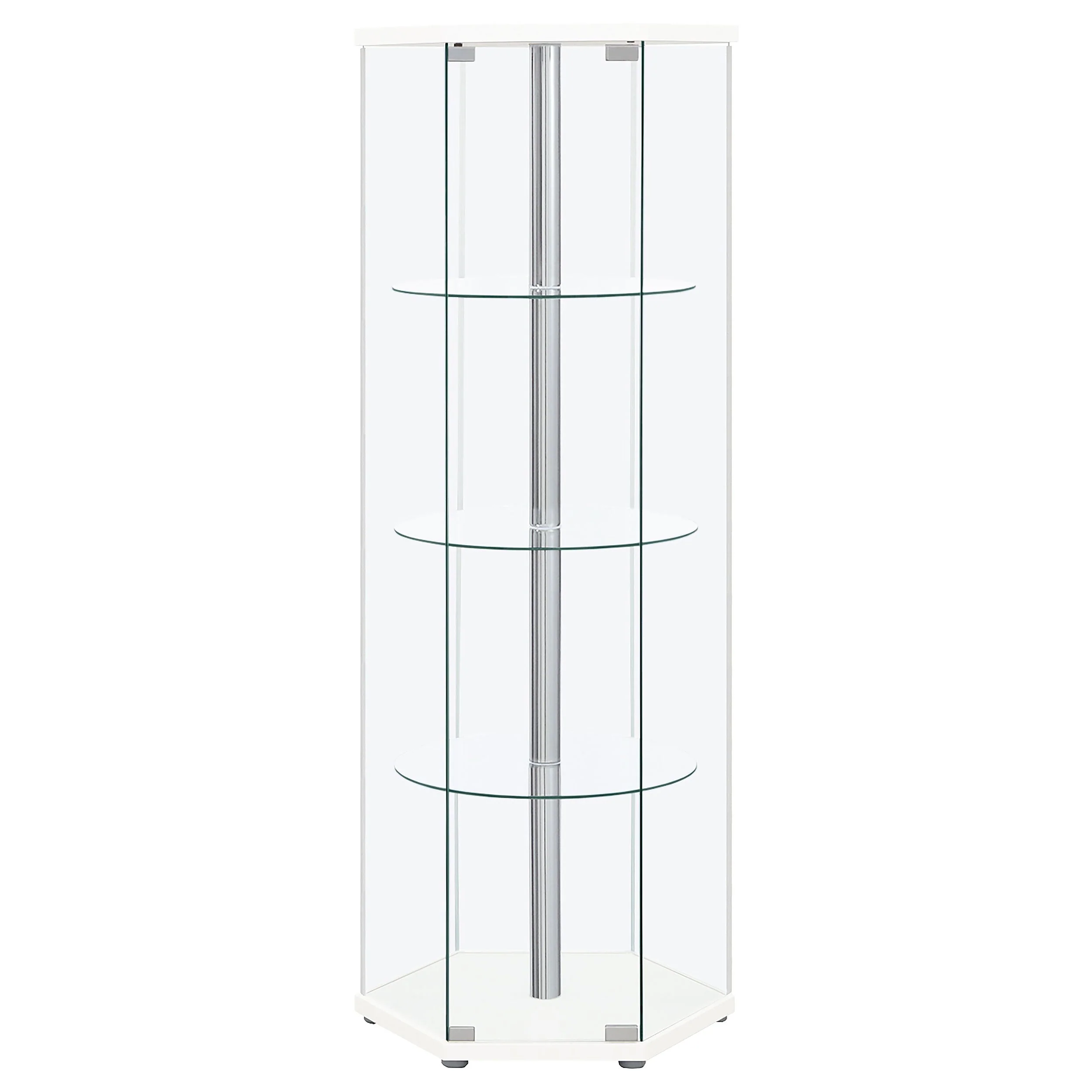 Zahavah 4-shelf Hexagonal Clear Glass Curio Cabinet - Image 8