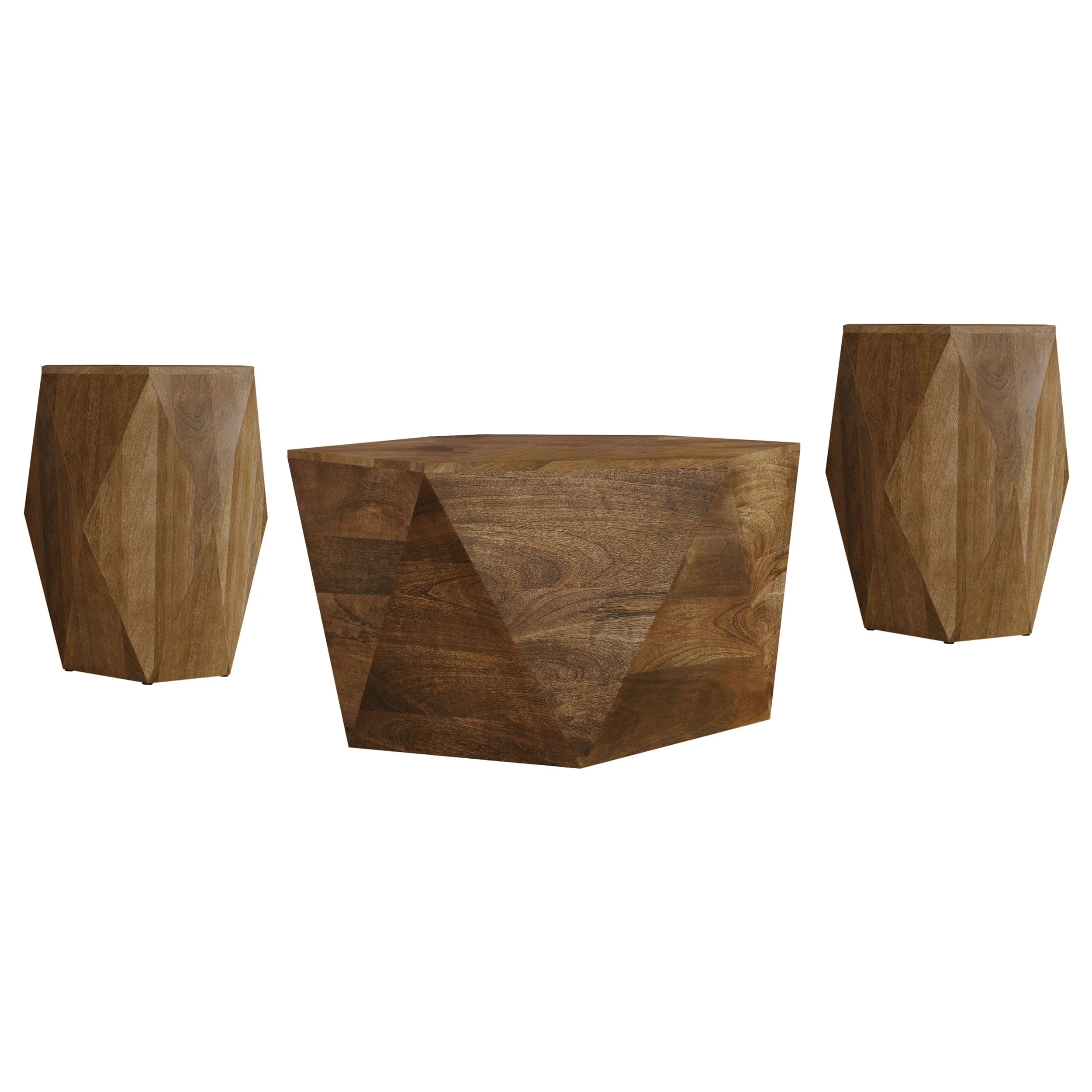 Zalika Solid Wood Coffee and End Table Set Natural - Image 6