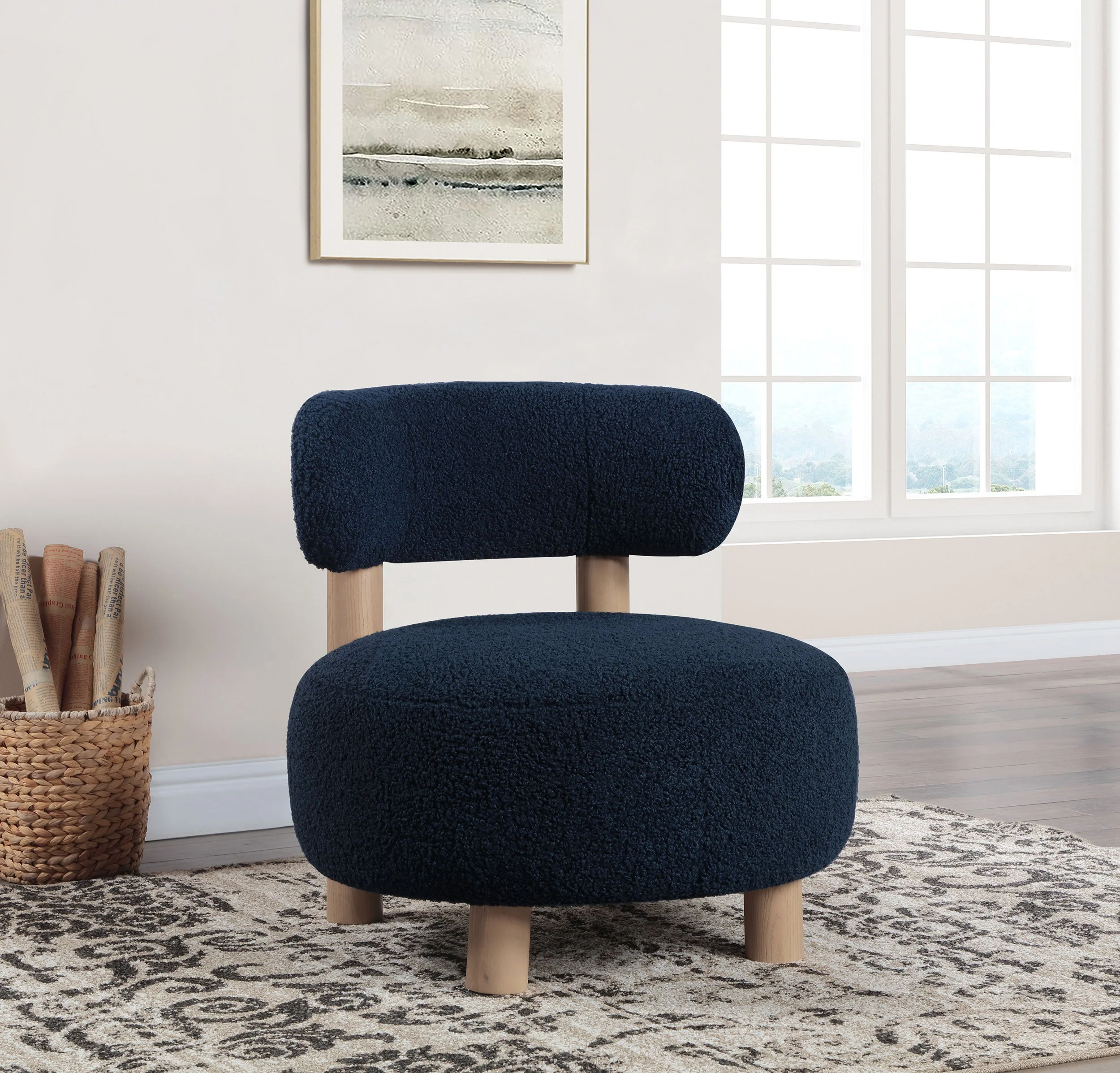 Zonie Boucle Upholstered Back Accent Chair - Image 6