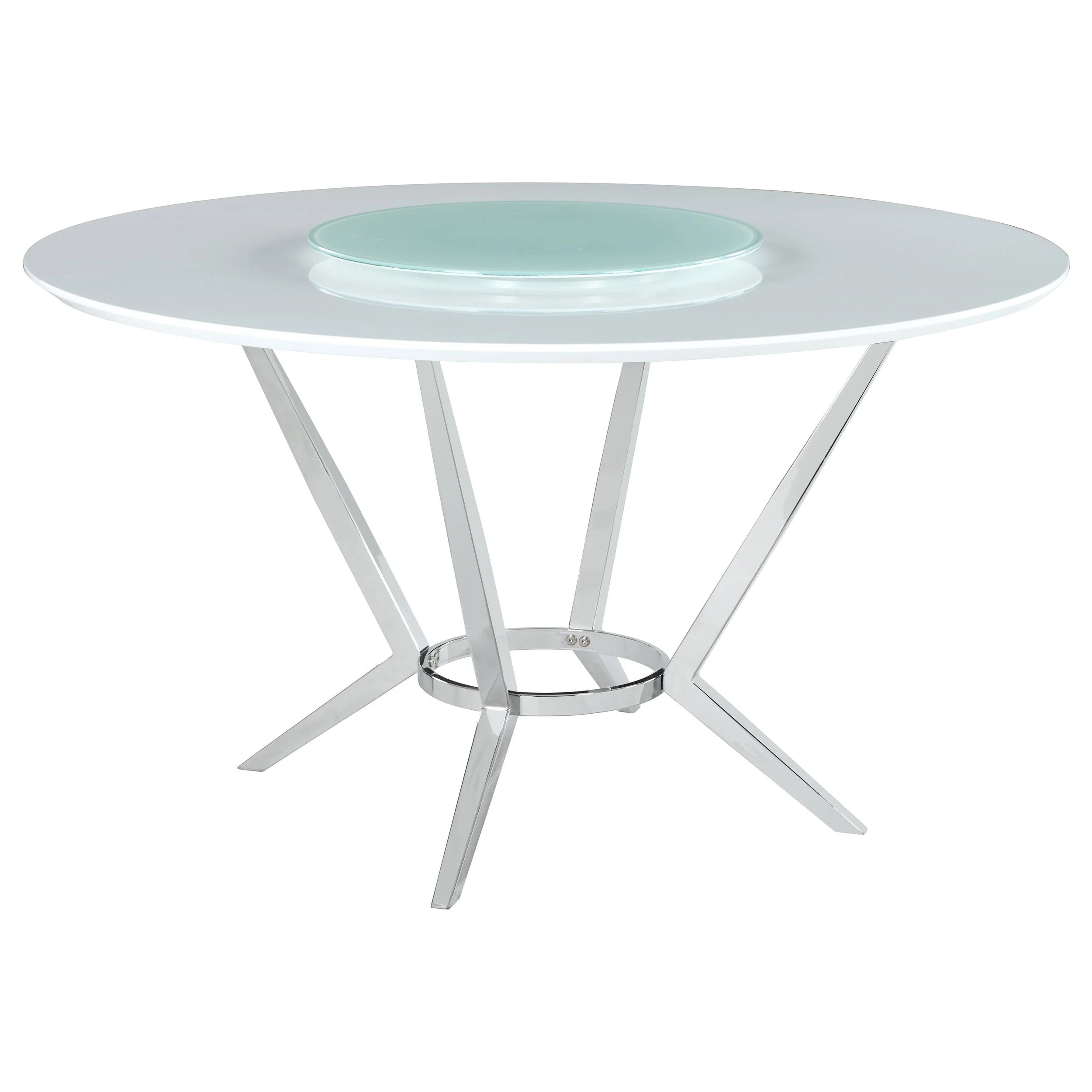 Abby Round 54-inch Lazy Susan Dining Table White High Gloss - Image 2