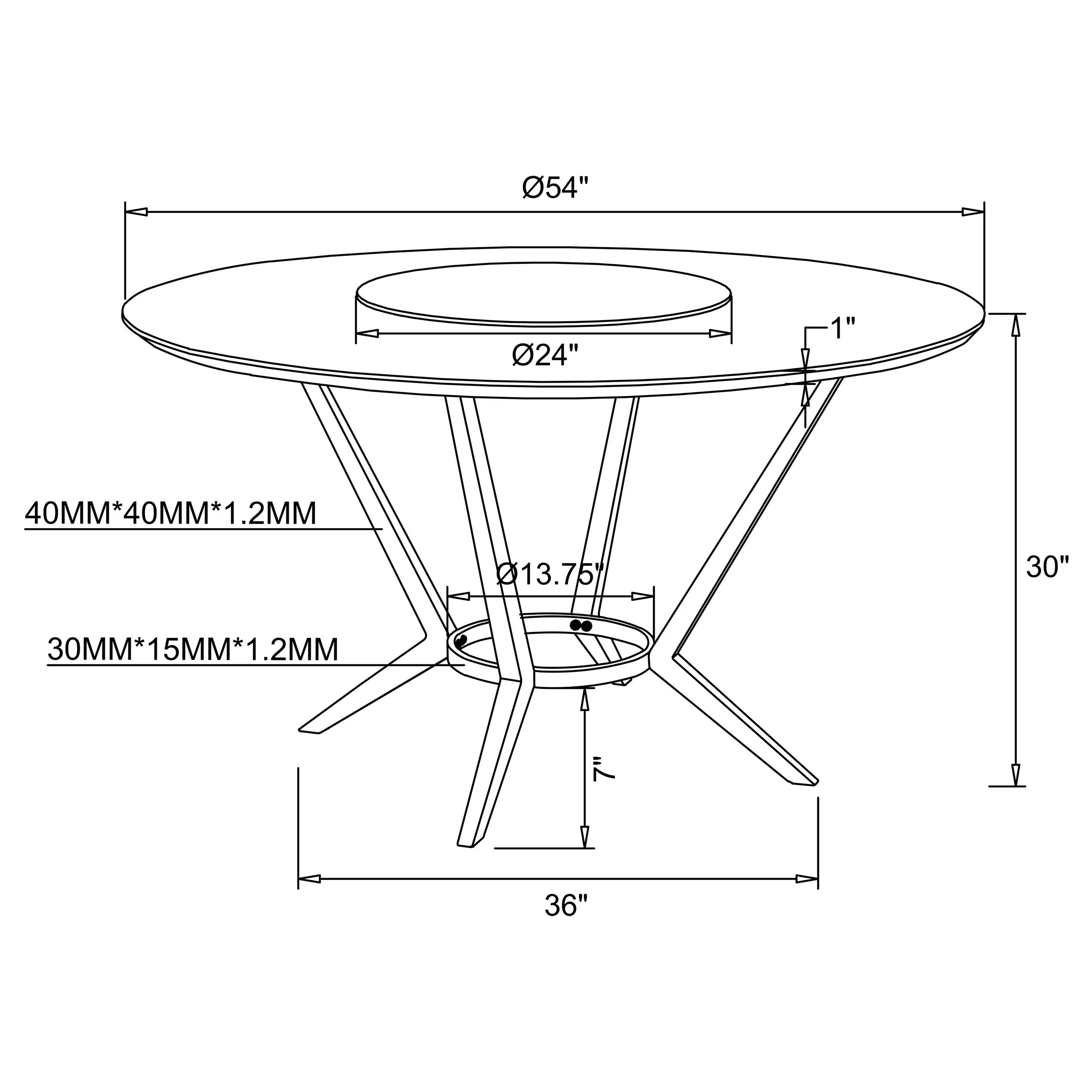 Abby Round 54-inch Lazy Susan Dining Table White High Gloss - Image 5