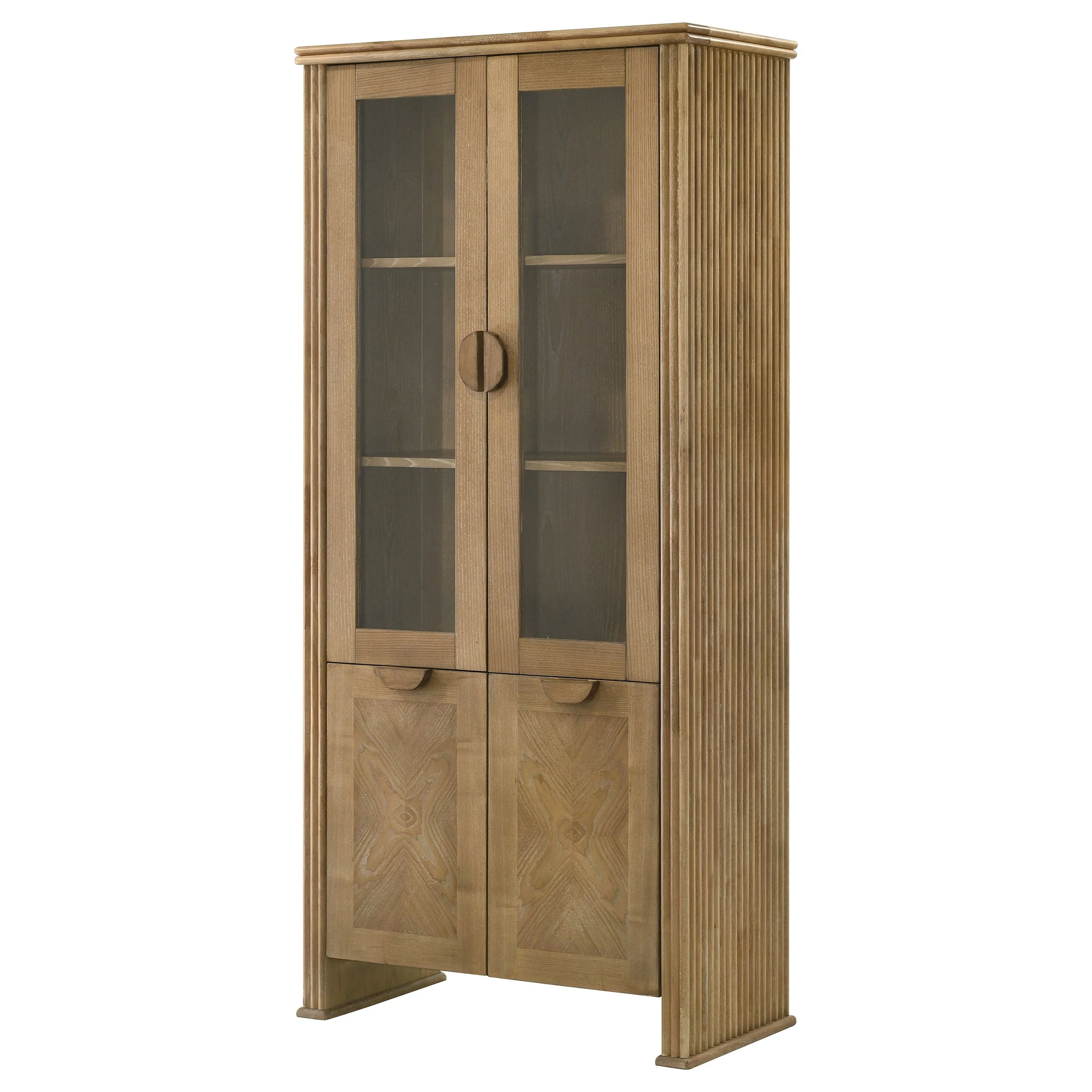 Adina 77-inch Tall Display Cabinet Distressed Light Brown - Image 7
