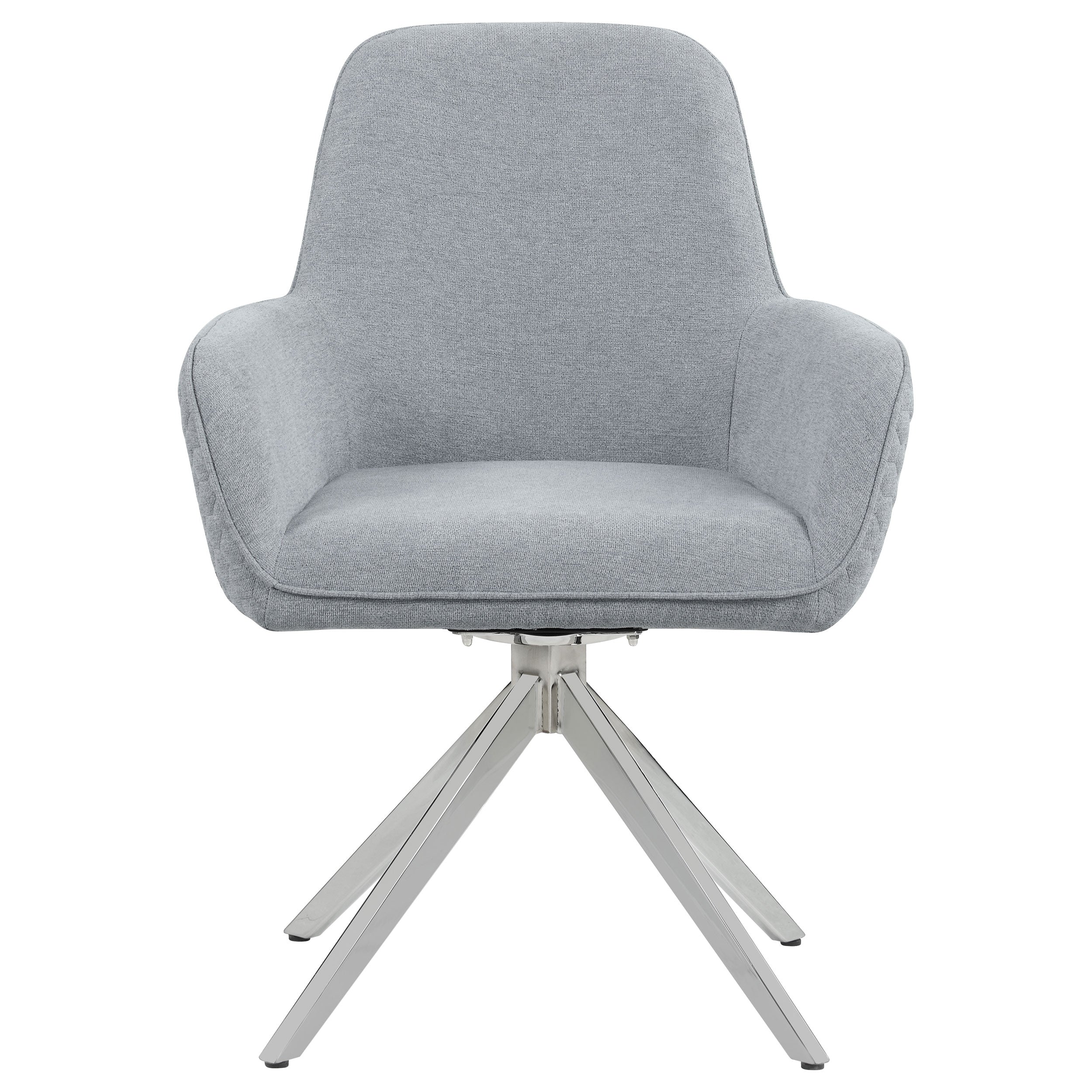 Abby Fabric Upholstered Swivel Dining Arm Chair Light Grey - Image 4