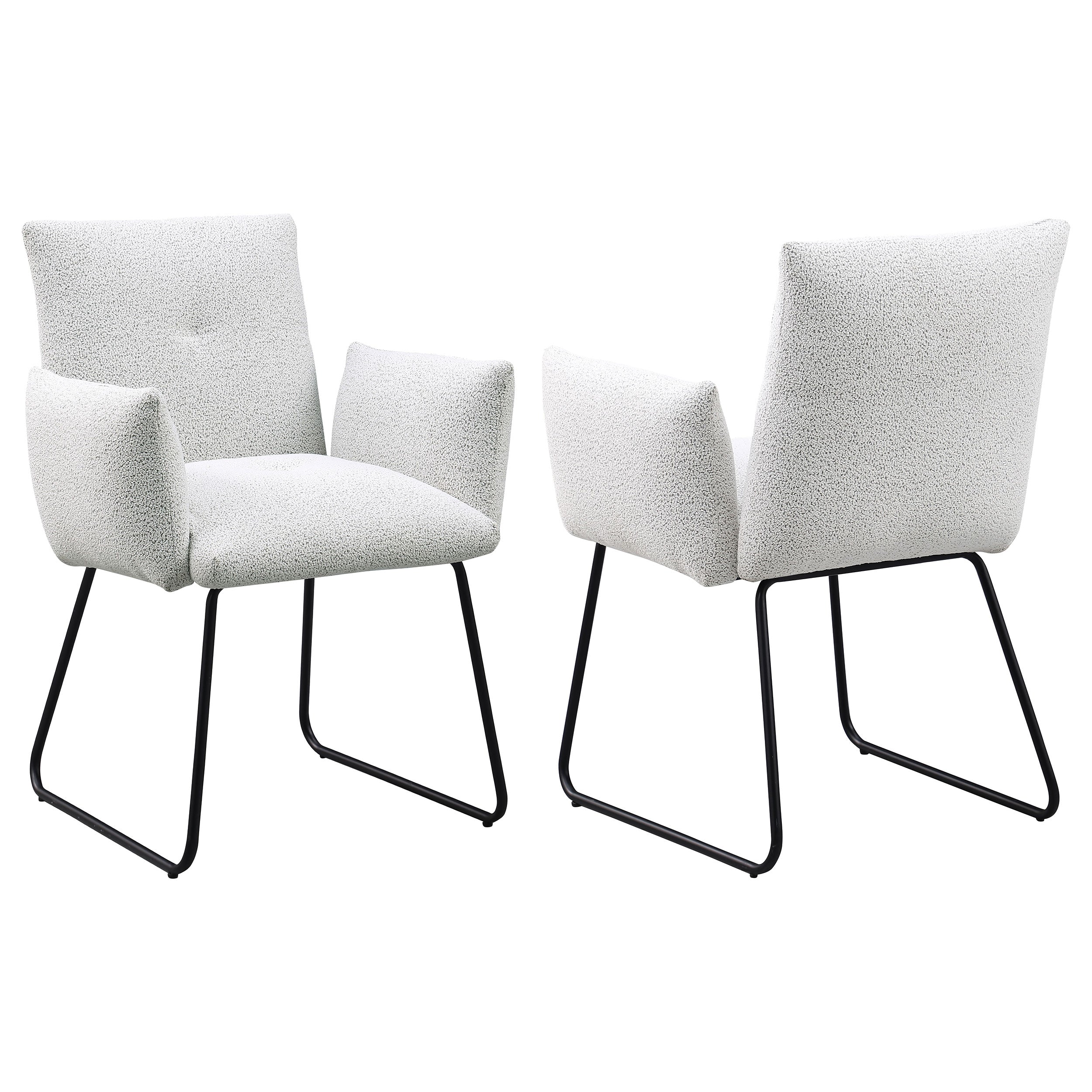 Ackland Upholstered Dining Arm Chair Light Grey (Set of 2) - Image 2
