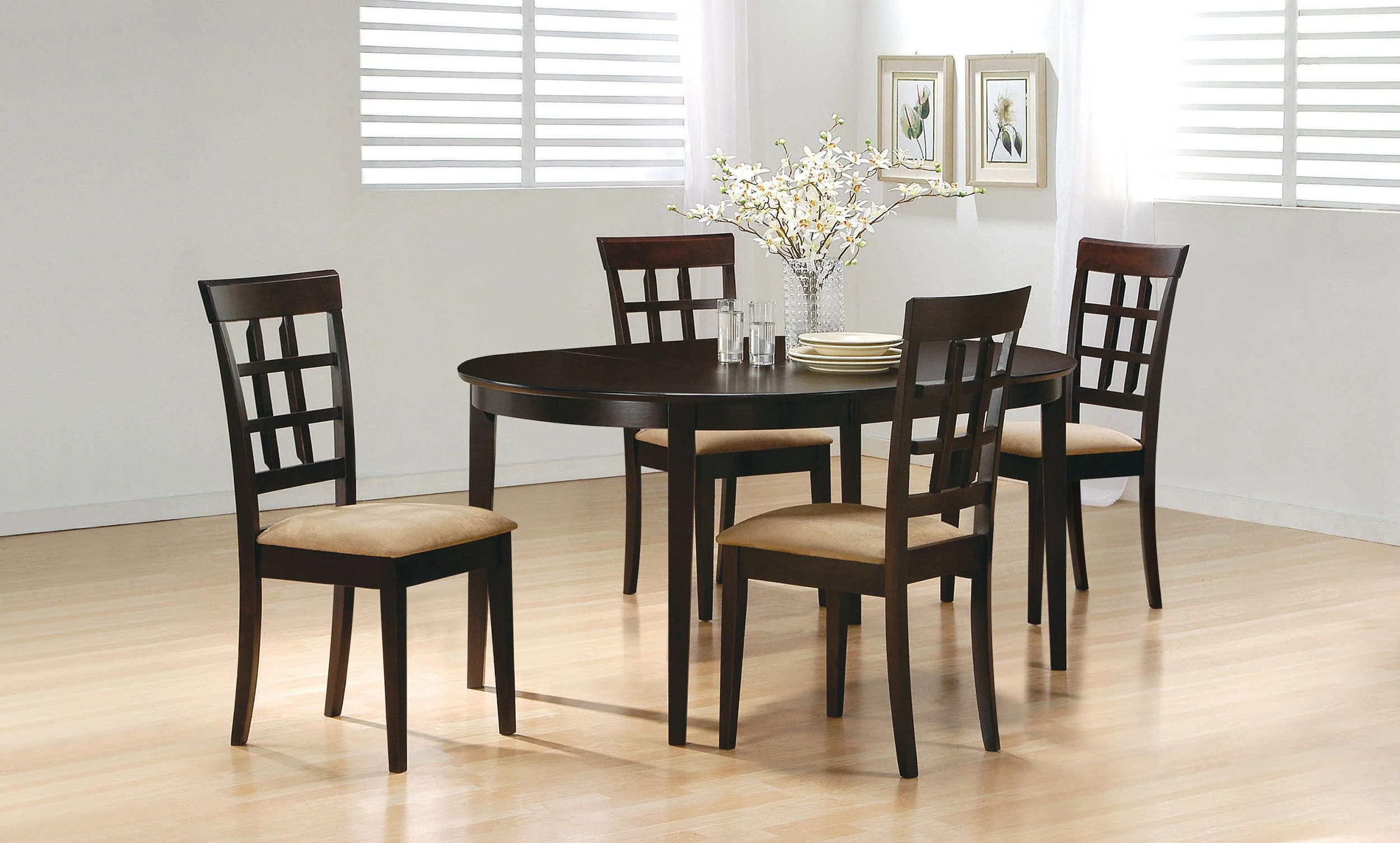 Gabriel Extension Leaf Dining Table Set Cappuccino - Image 3