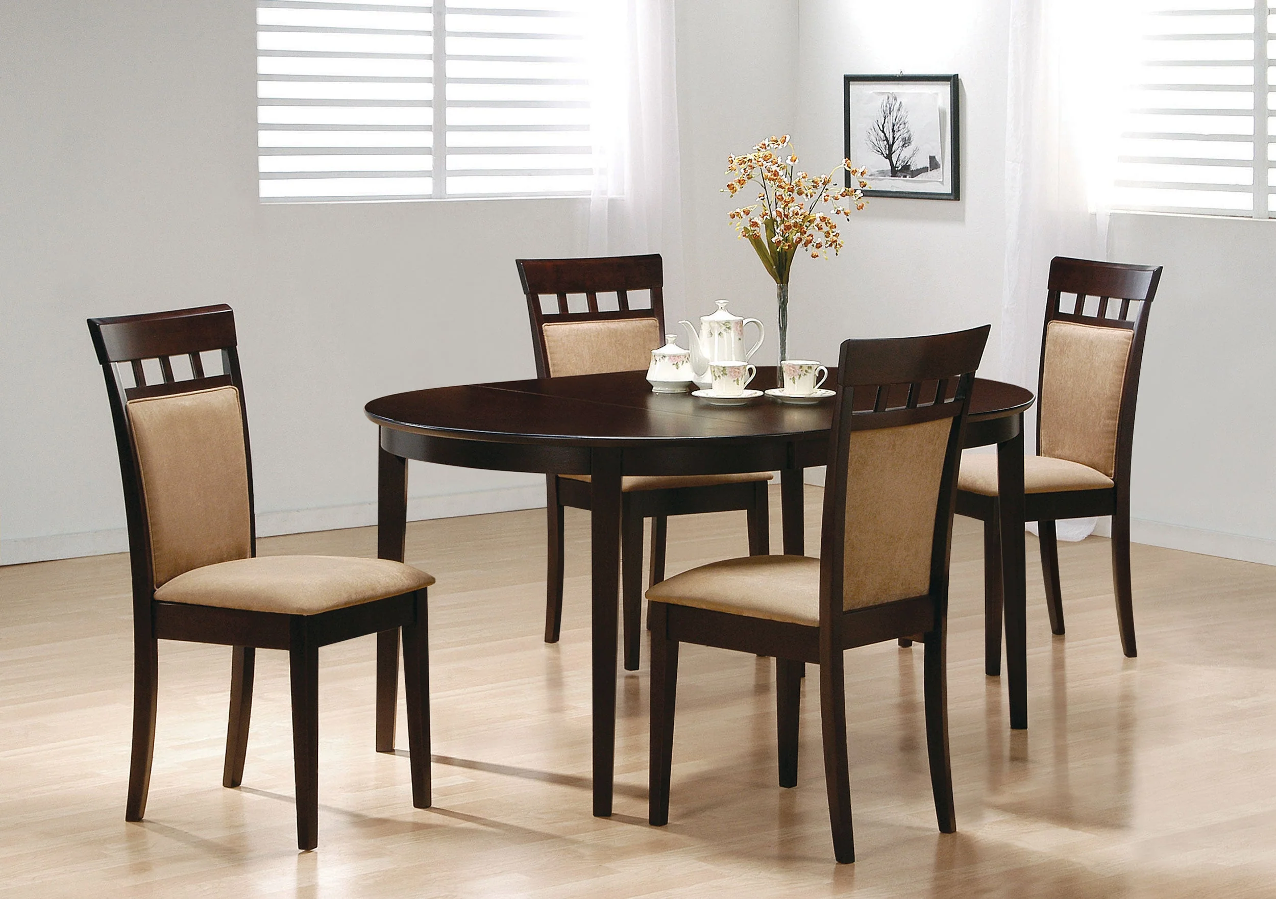 Gabriel Extension Leaf Dining Table Set Cappuccino - Image 3