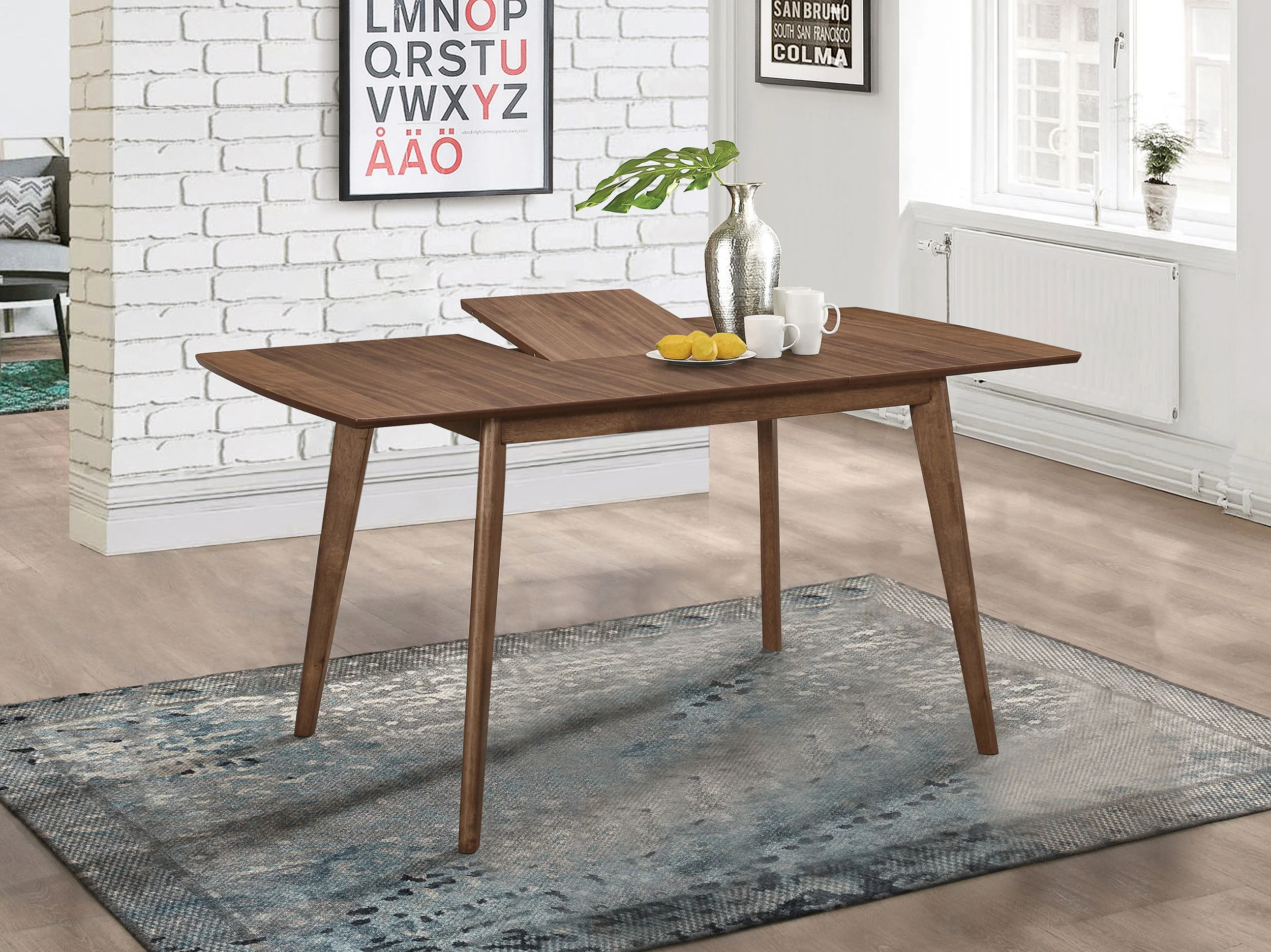 Alfredo 63-inch Extension Leaf Dining Table Natural Walnut - Image 3