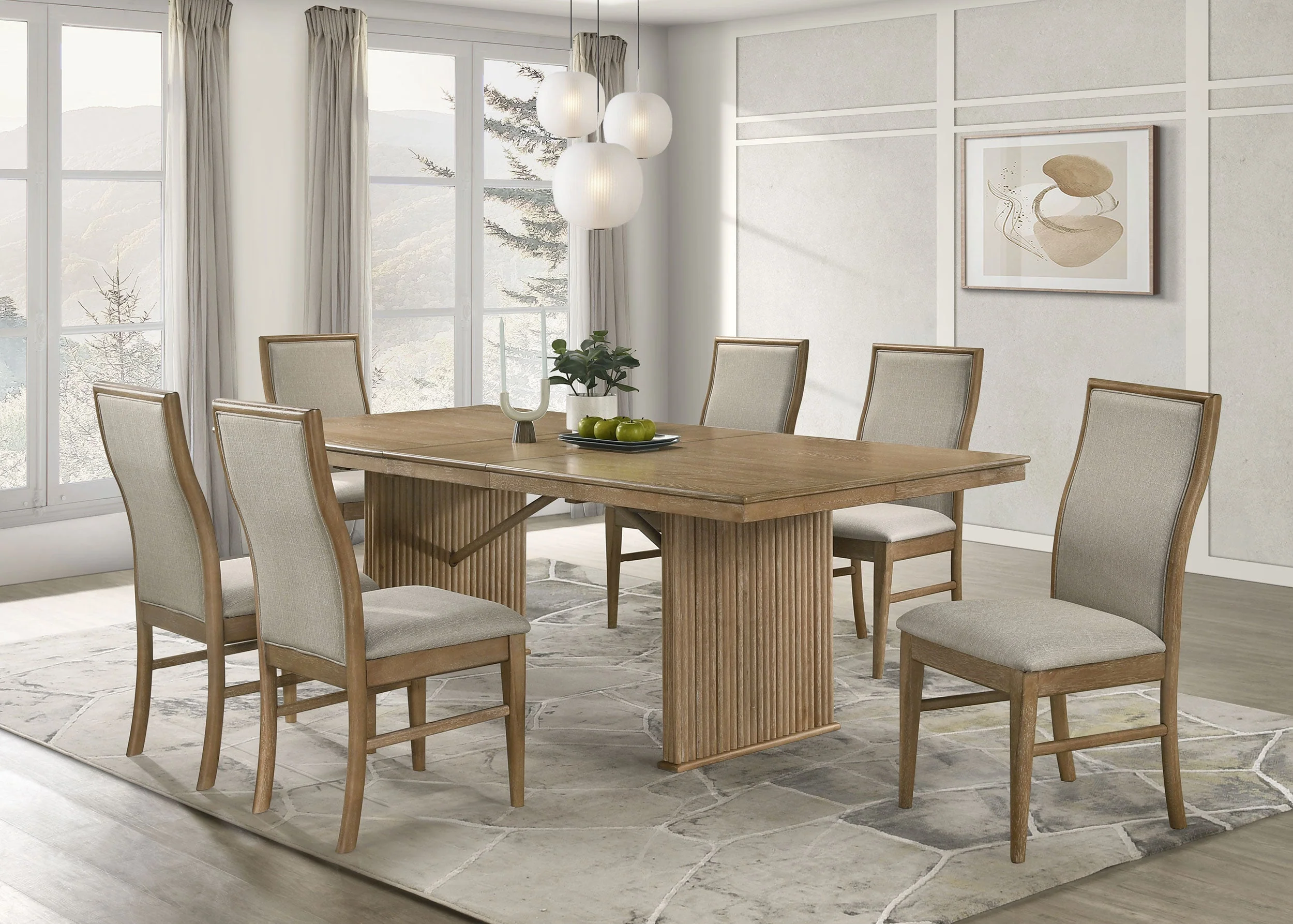 Adina Extension Dining Set Distressed Light Brown - Image 5