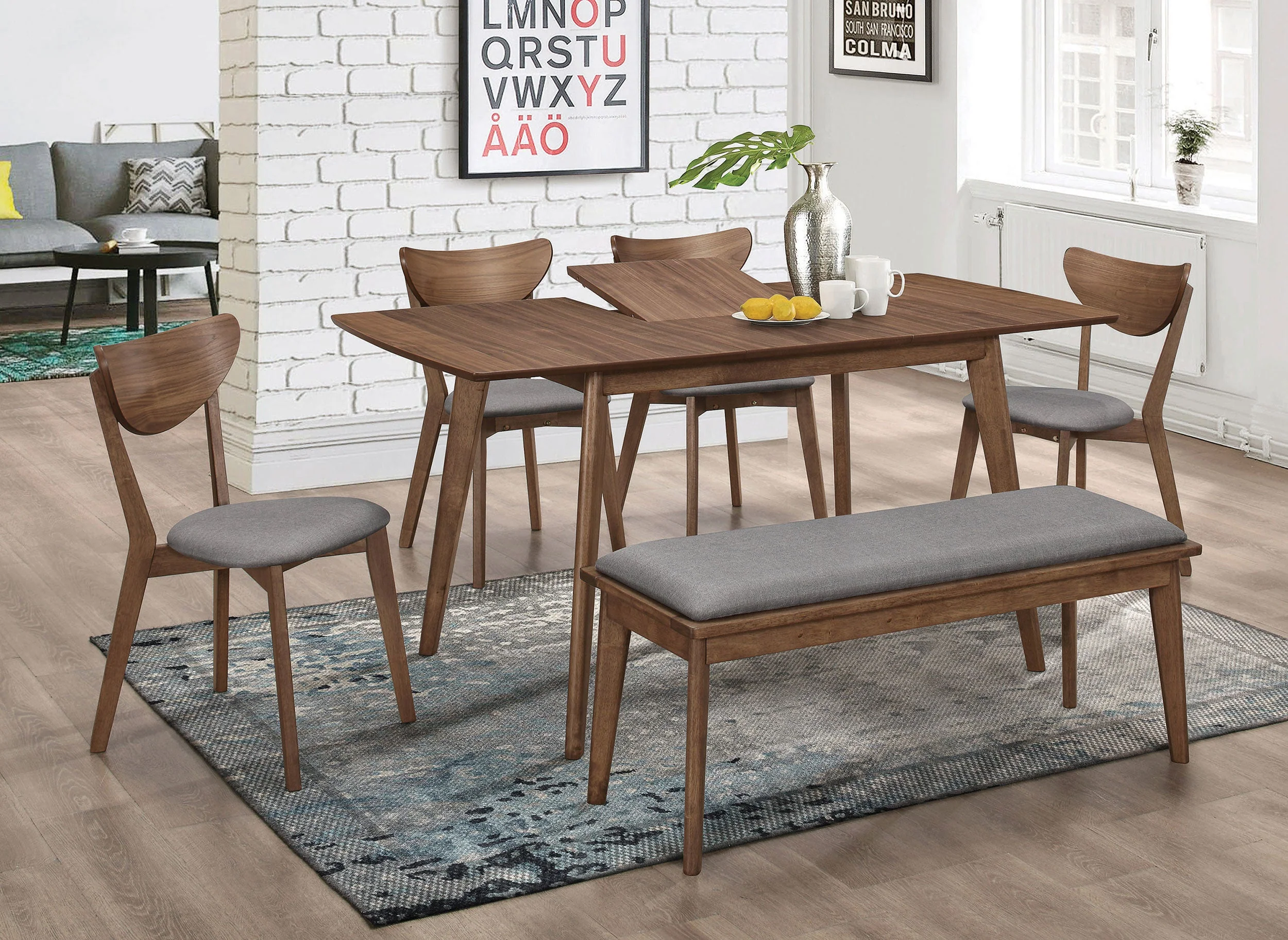 Alfredo Butterfly Leaf Dining Set Natural Walnut - Image 4