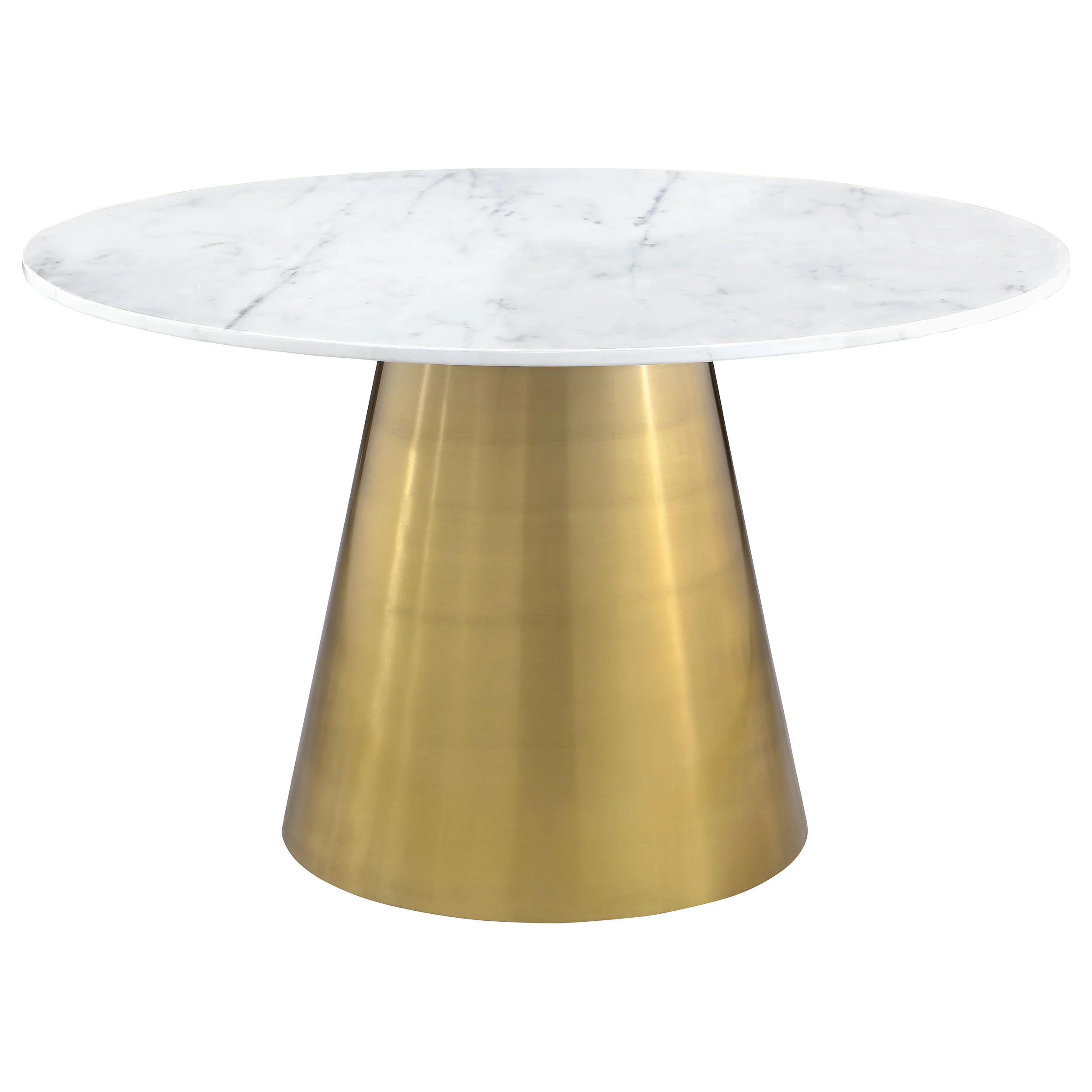 Ambrose Round 50-inch Marble Top Dining Table Brushed Gold - Image 2