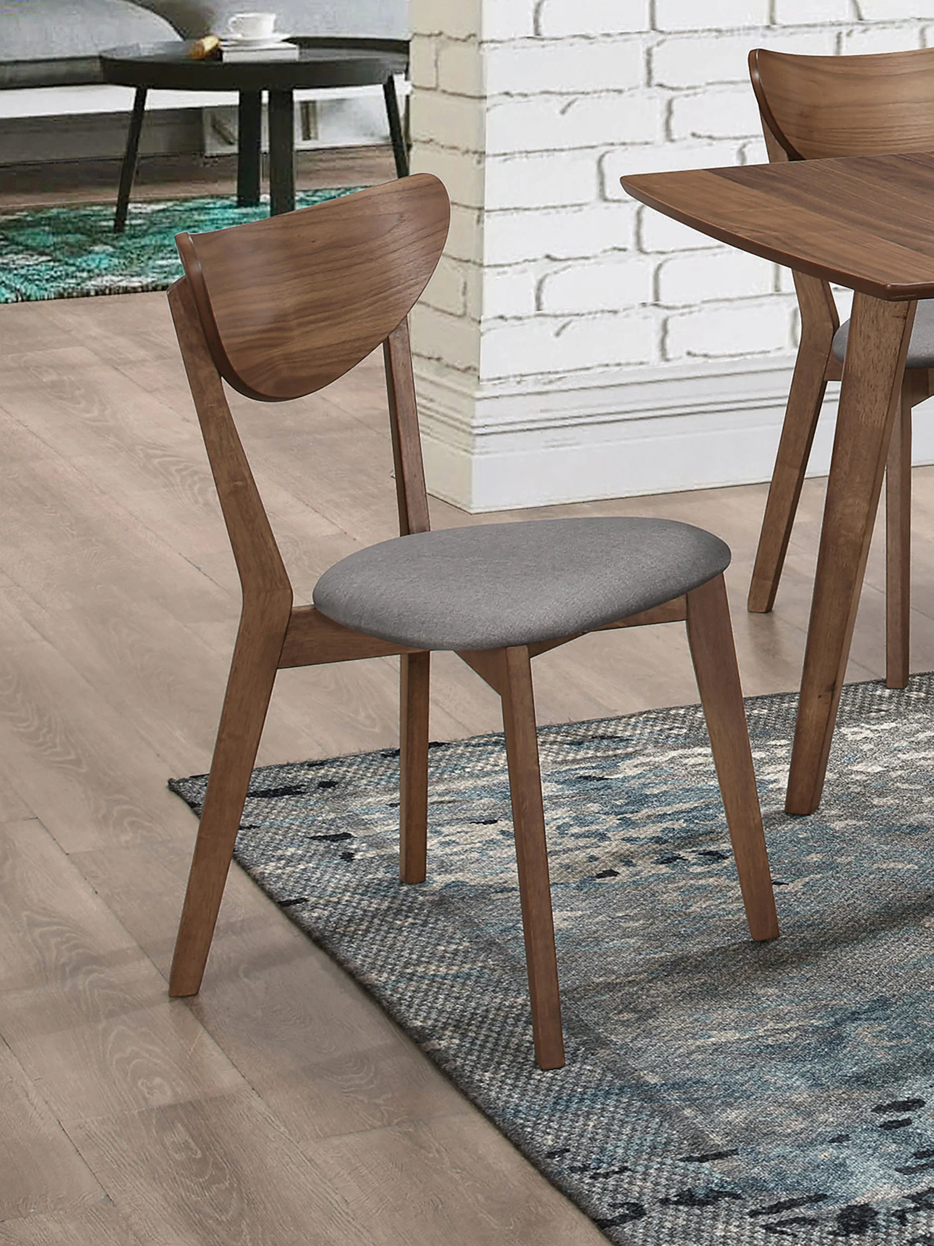 Alfredo Dining Side Chair Grey and Natural Walnut (Set of 2) - Image 3