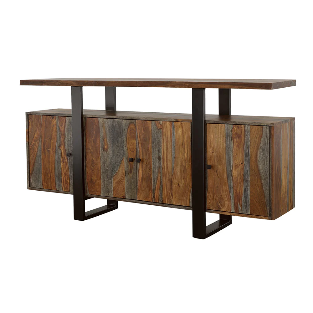 Ditman 4-door Solid Wood Sideboard Buffet Grey Sheesham - Image 6