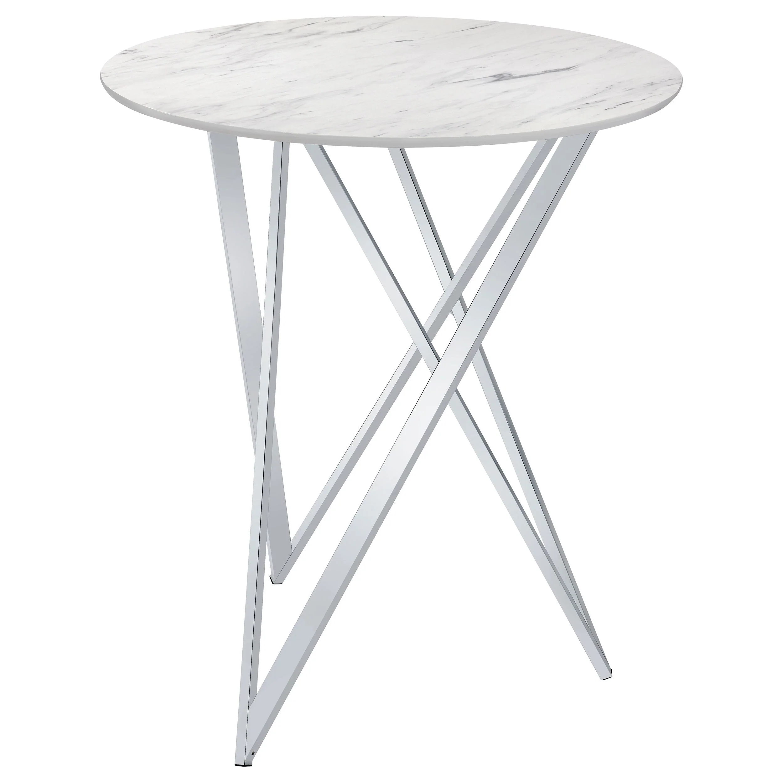 Bexter Round 35-inch Faux Marble Bistro Bar Table Chrome - Image 2