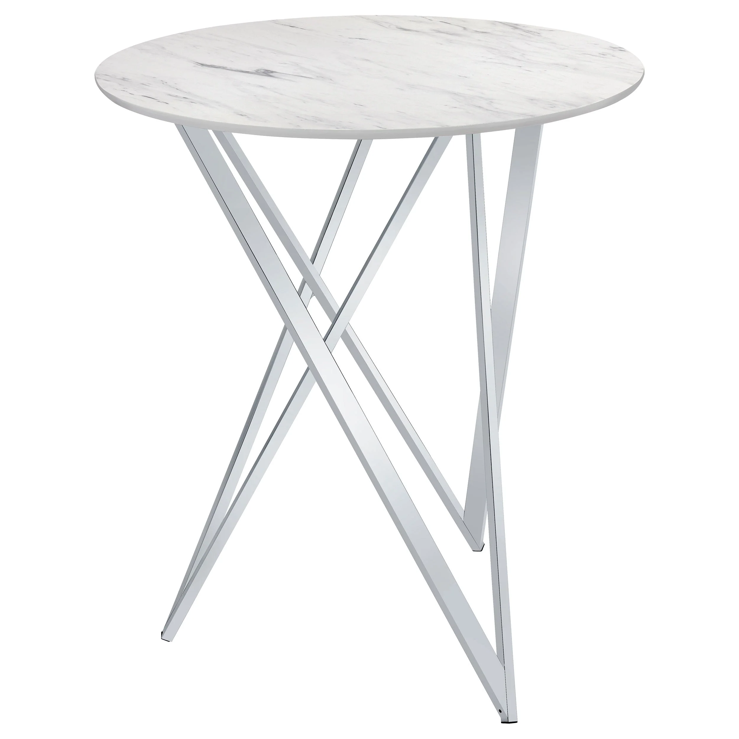 Bexter Round 35-inch Faux Marble Bistro Bar Table Chrome - Image 5