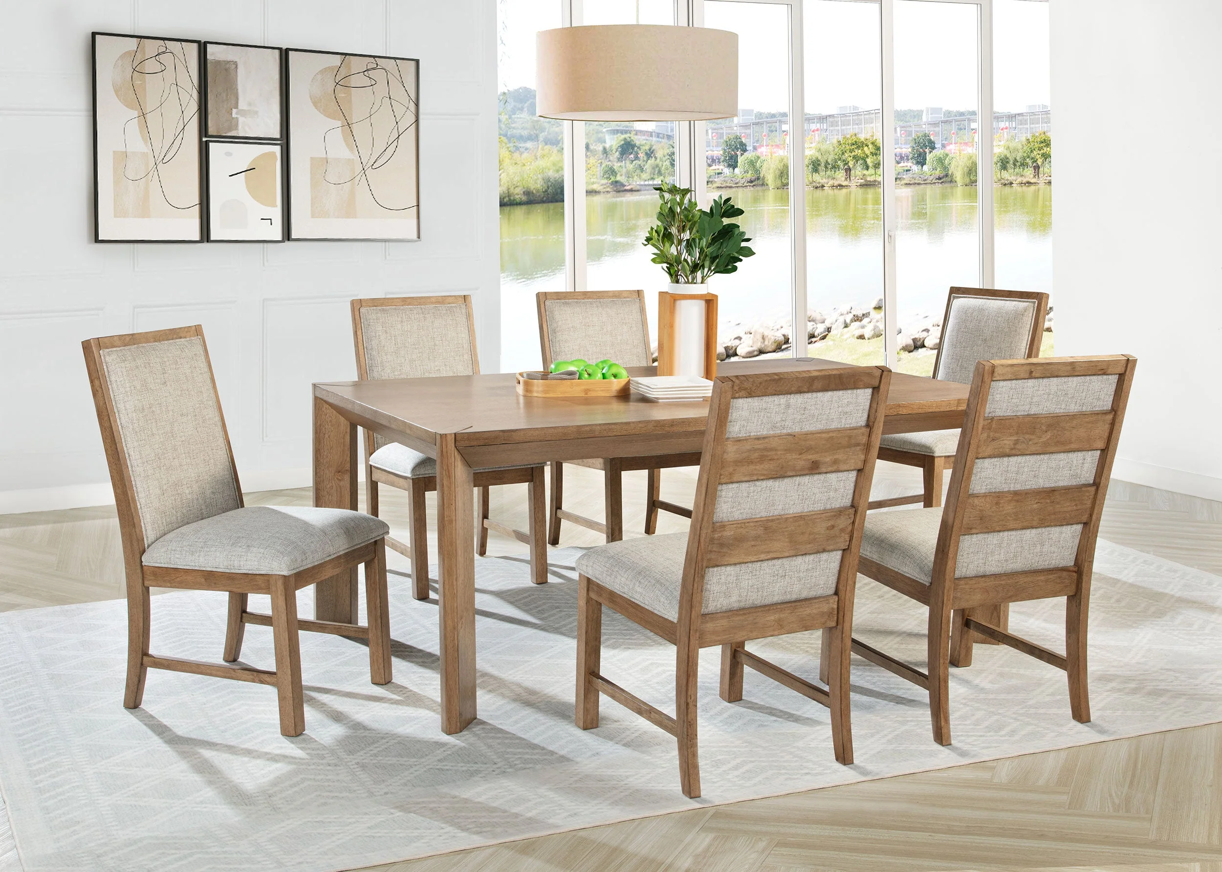 Bruner 72-inch Rectangular Dining Set Natural Brown - Image 4